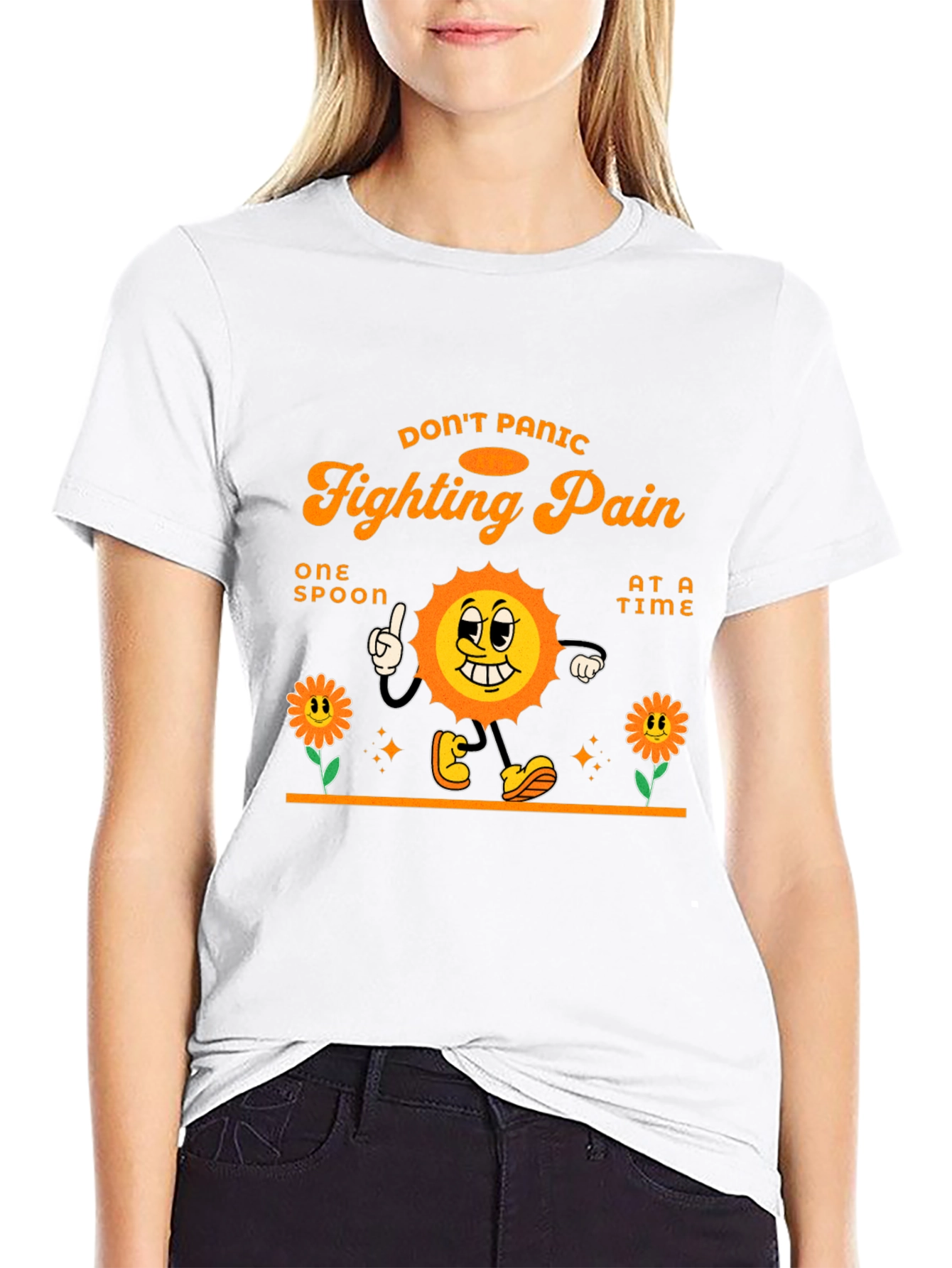 Black Don't Panic Fighting Pain T-Shirt view 9