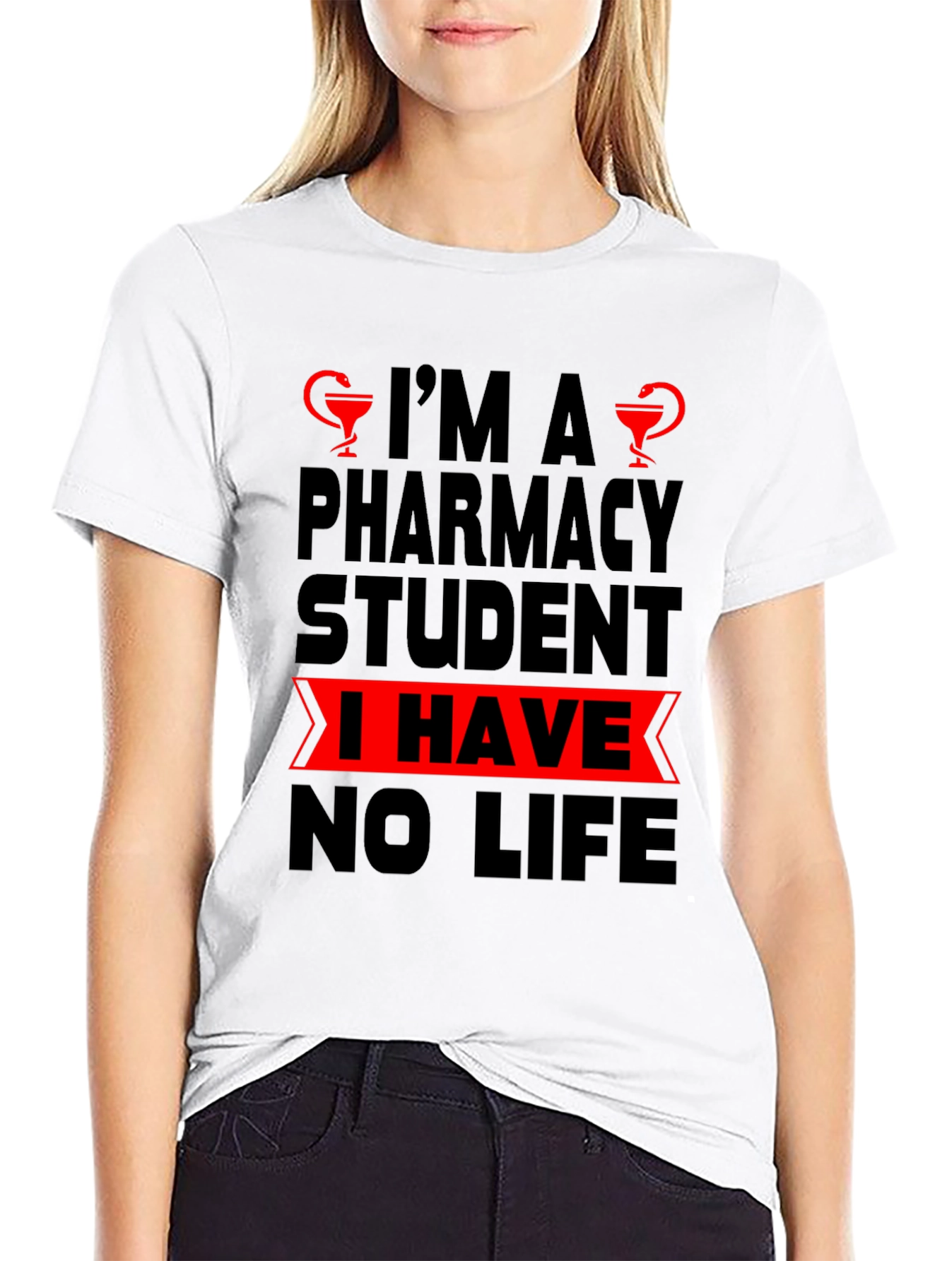 Black Pharmacy Student No Life Graphic T-Shirt view 9