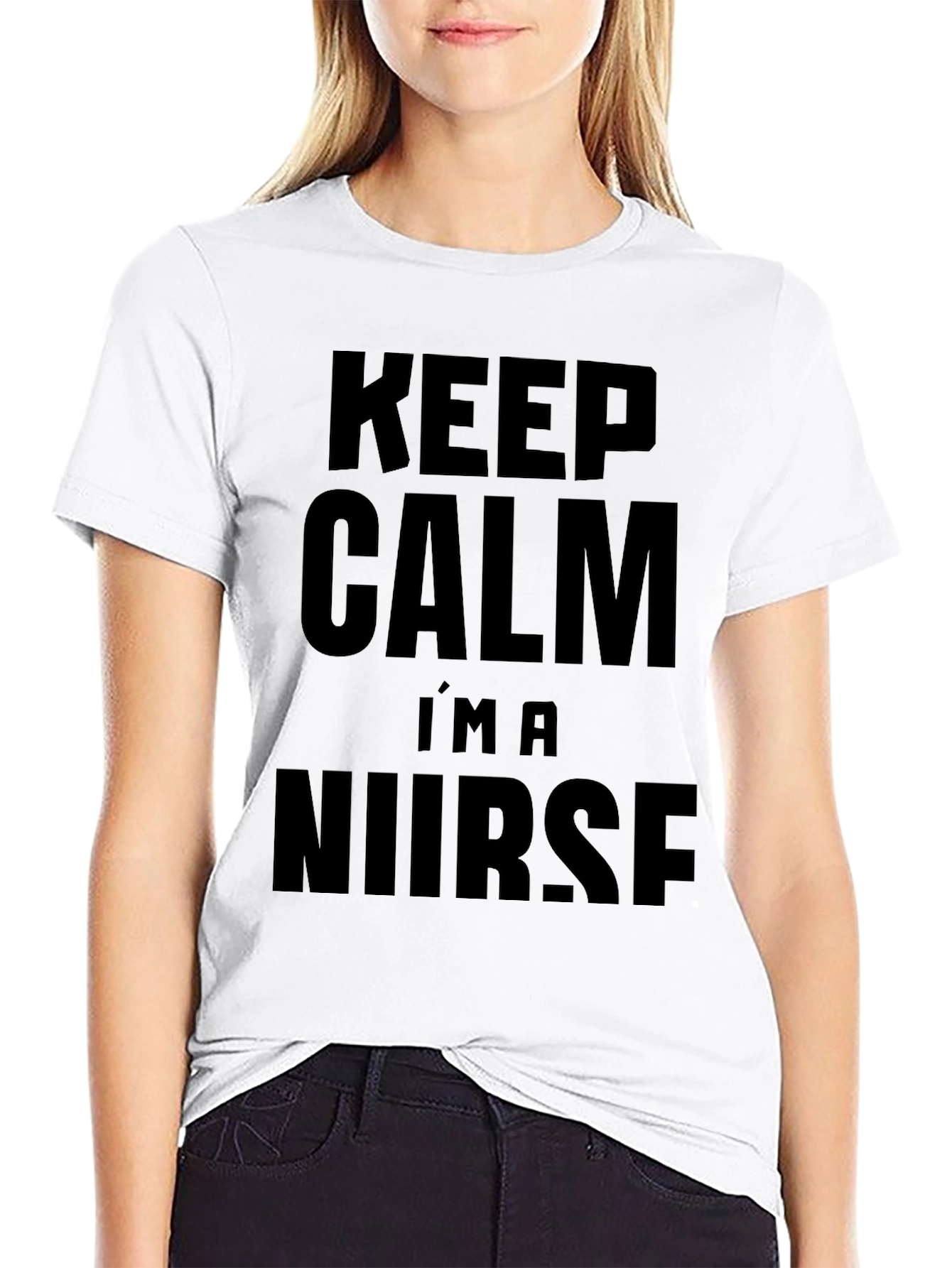 Black Keep Calm I'm A Nurse T-Shirt - Black Cotton Tee view 9