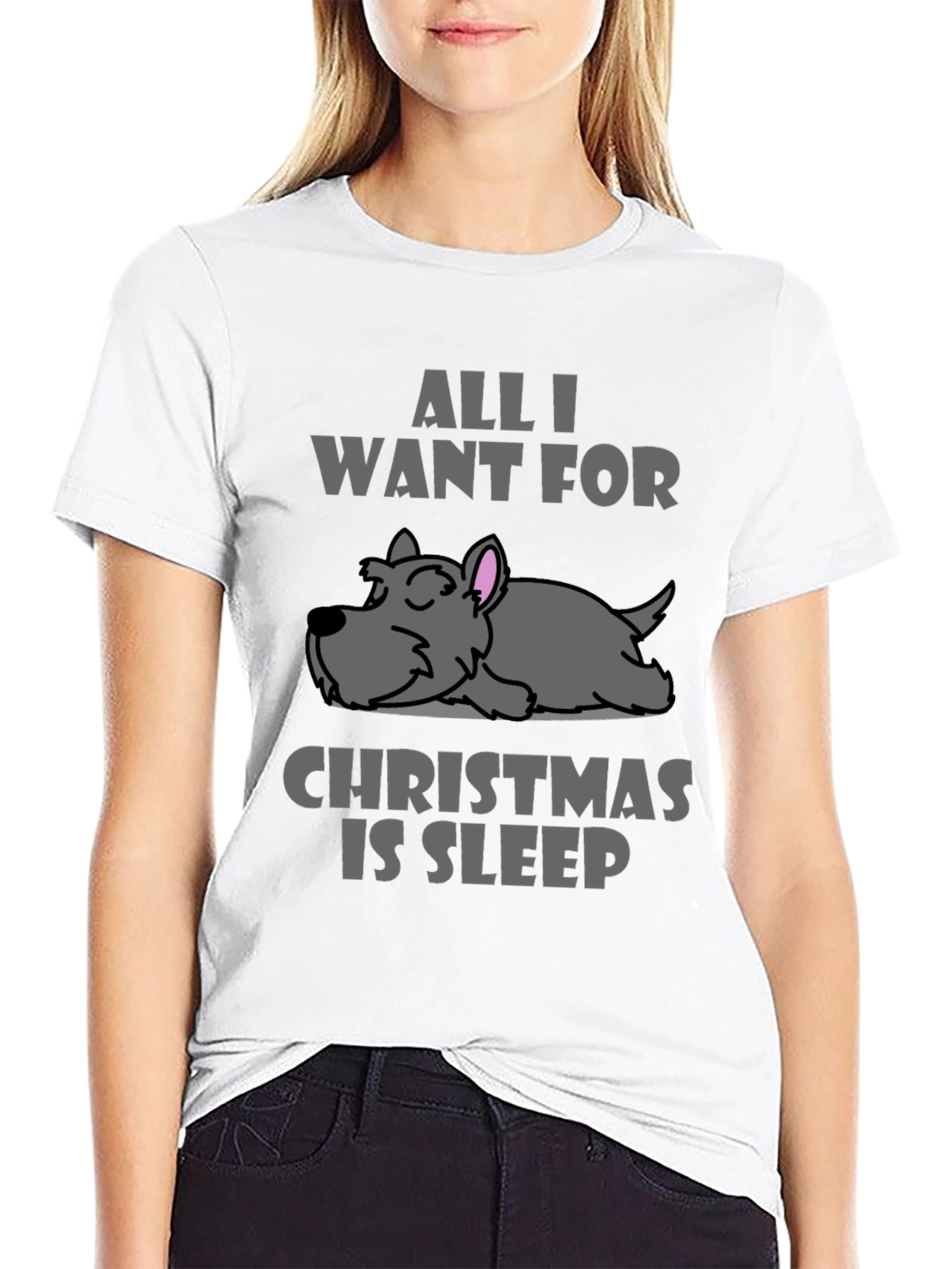 Black All I Want For Christmas Is Sleep T-Shirt view 9
