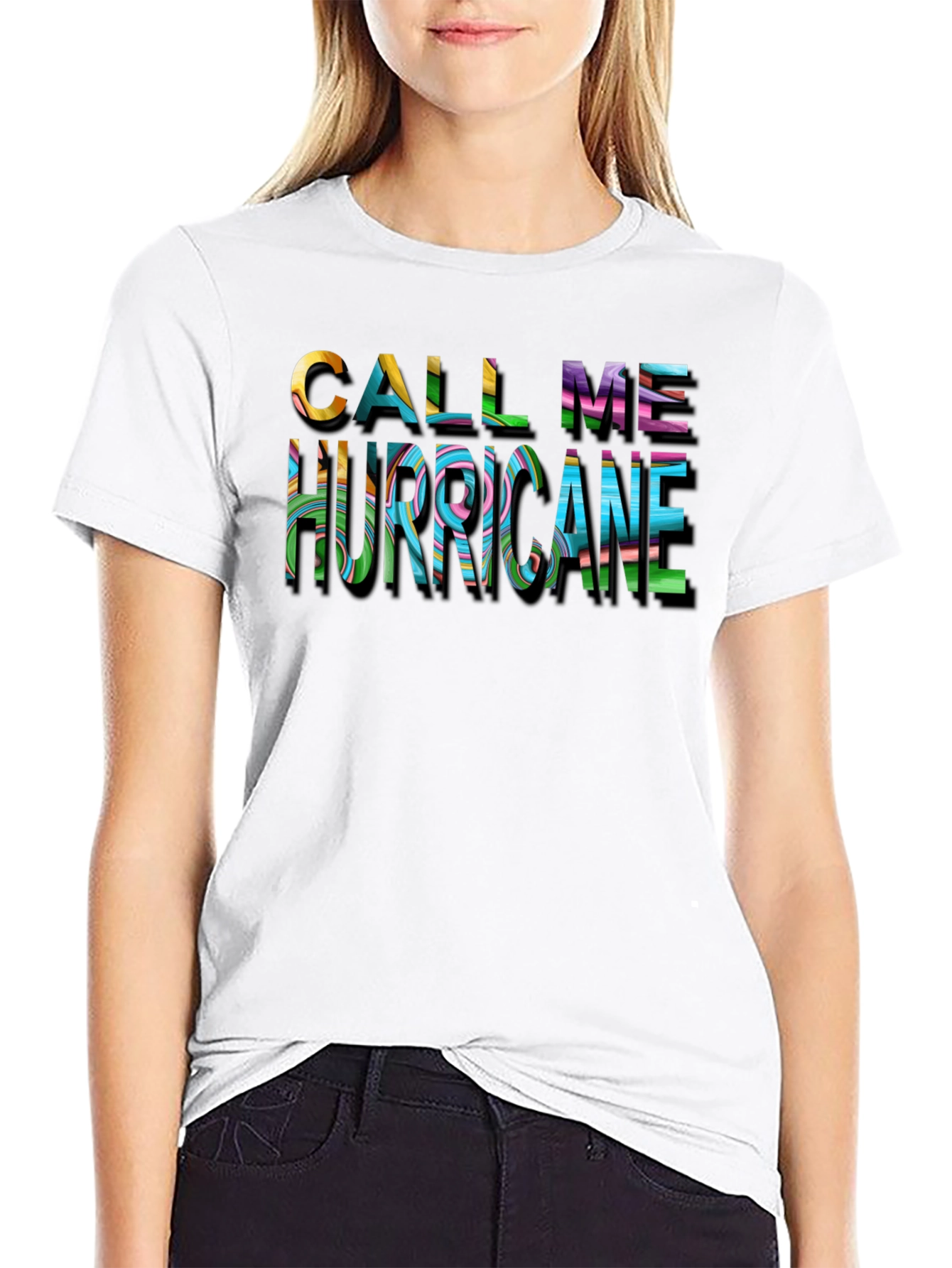 Black Call Me Hurricane Graphic Tee - Soft Cotton view 9
