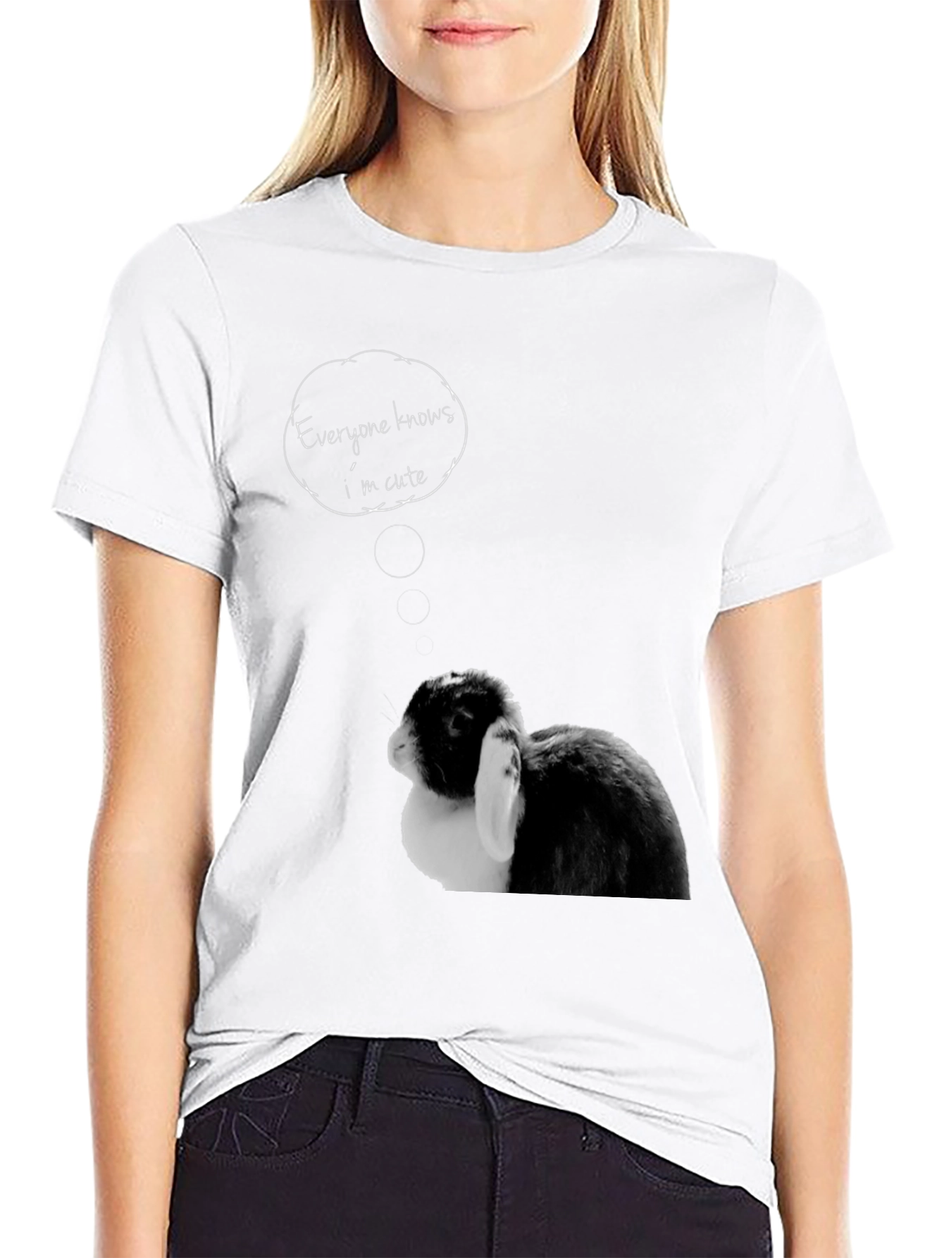 Black Cute Bunny T-Shirt - "Everyone Knows I'm Cute" view 9