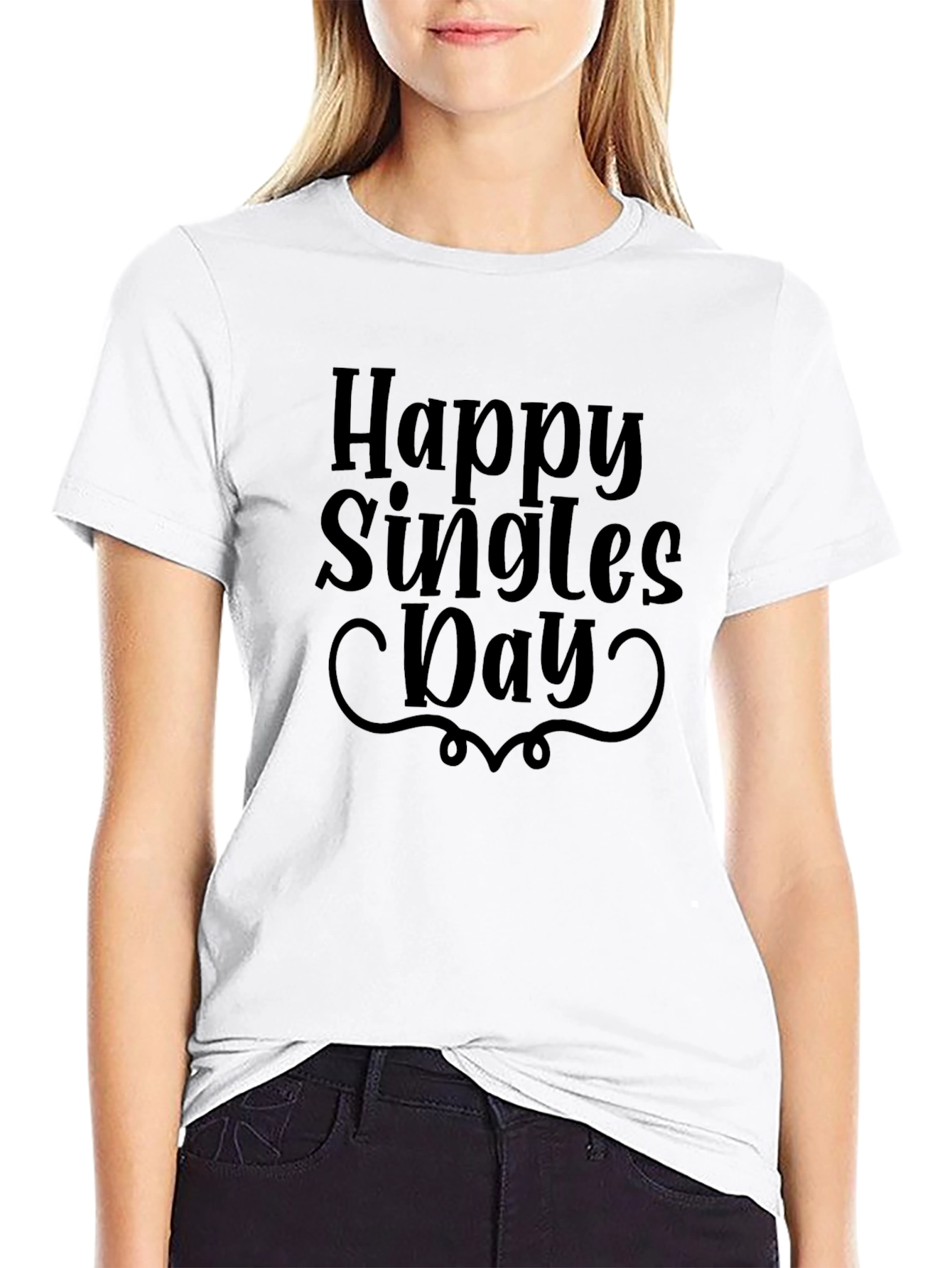 Black Happy Singles Day Black T-Shirt view 9