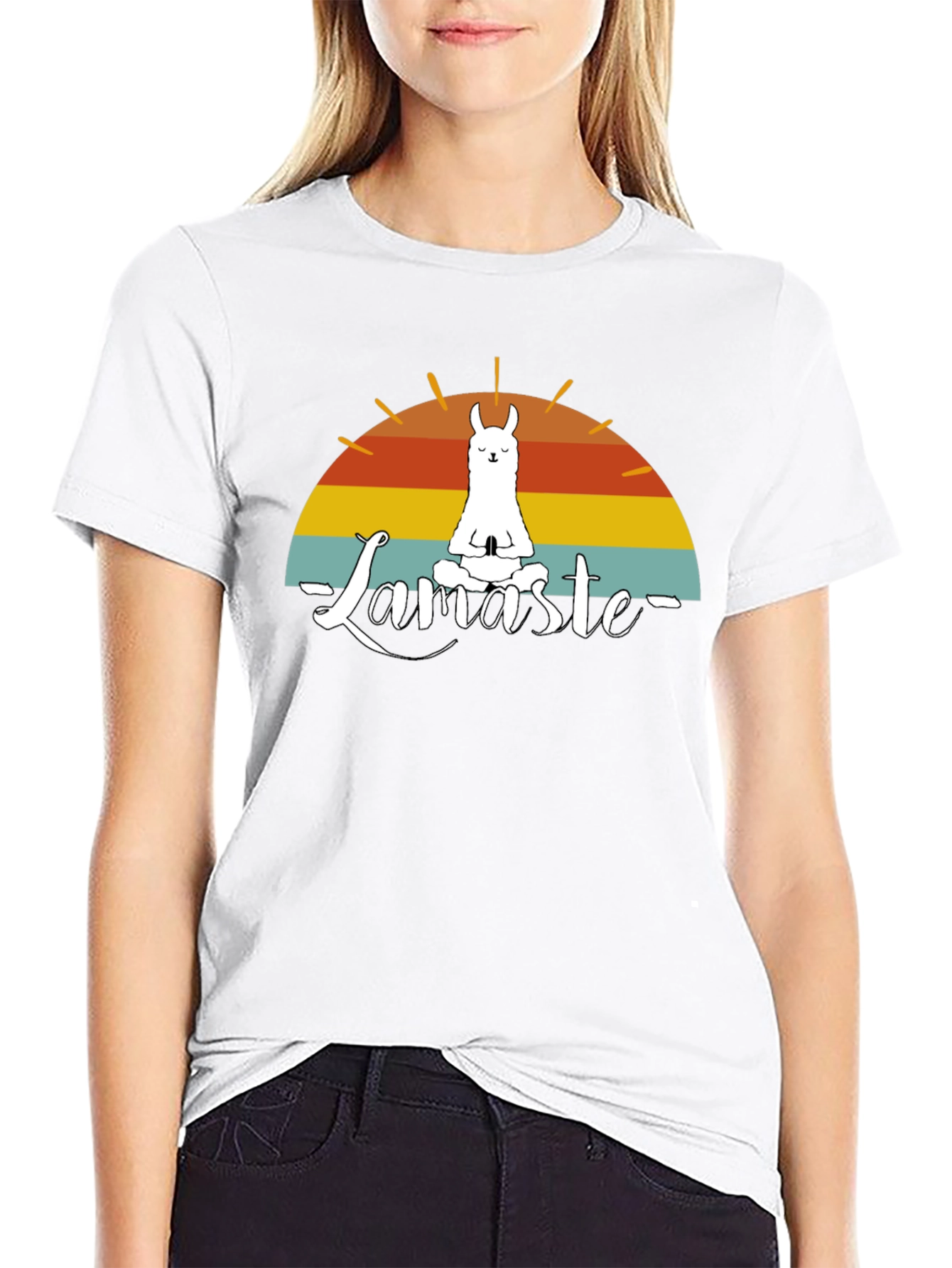 Black Namaste Llama T-Shirt - Zen Vibes view 9