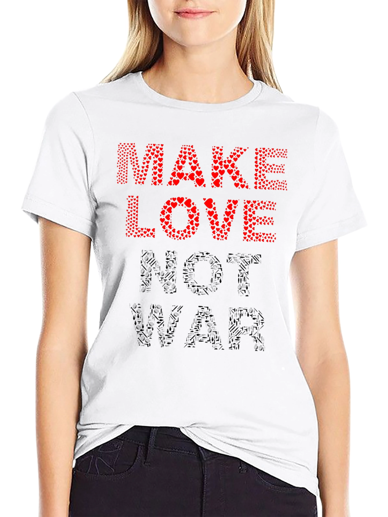 Black Make Love Not War Graphic T-Shirt view 9