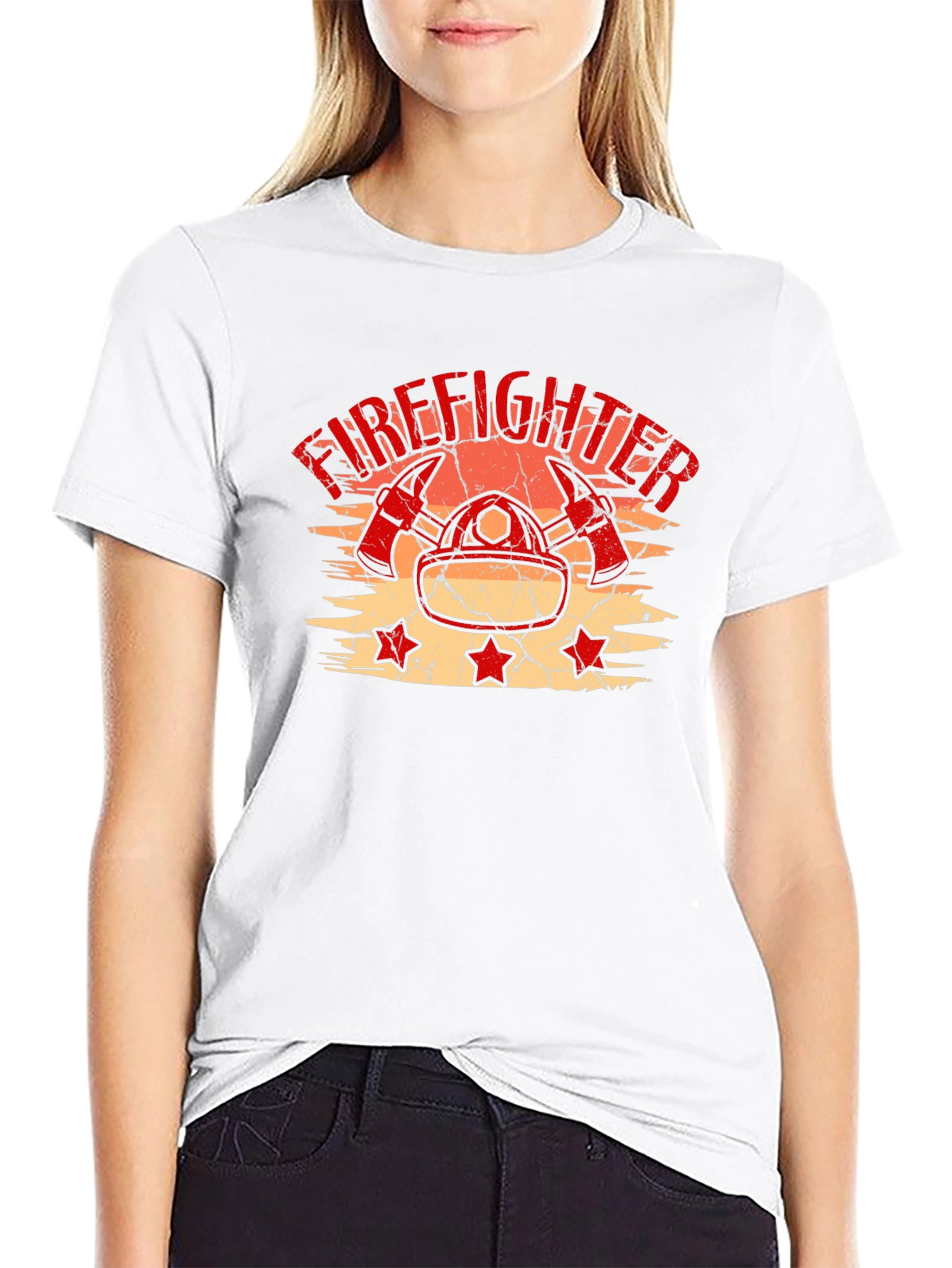 Black Firefighter T-Shirt - Distressed Graphic Tee view 9