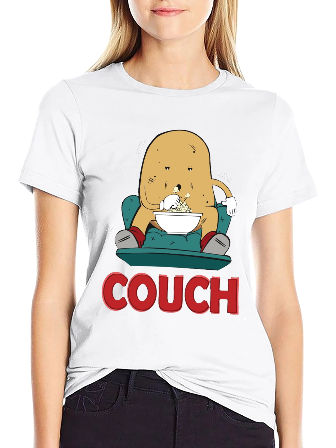 Black Potato Couch T-Shirt - Funny Lazy Spud Tee view 9