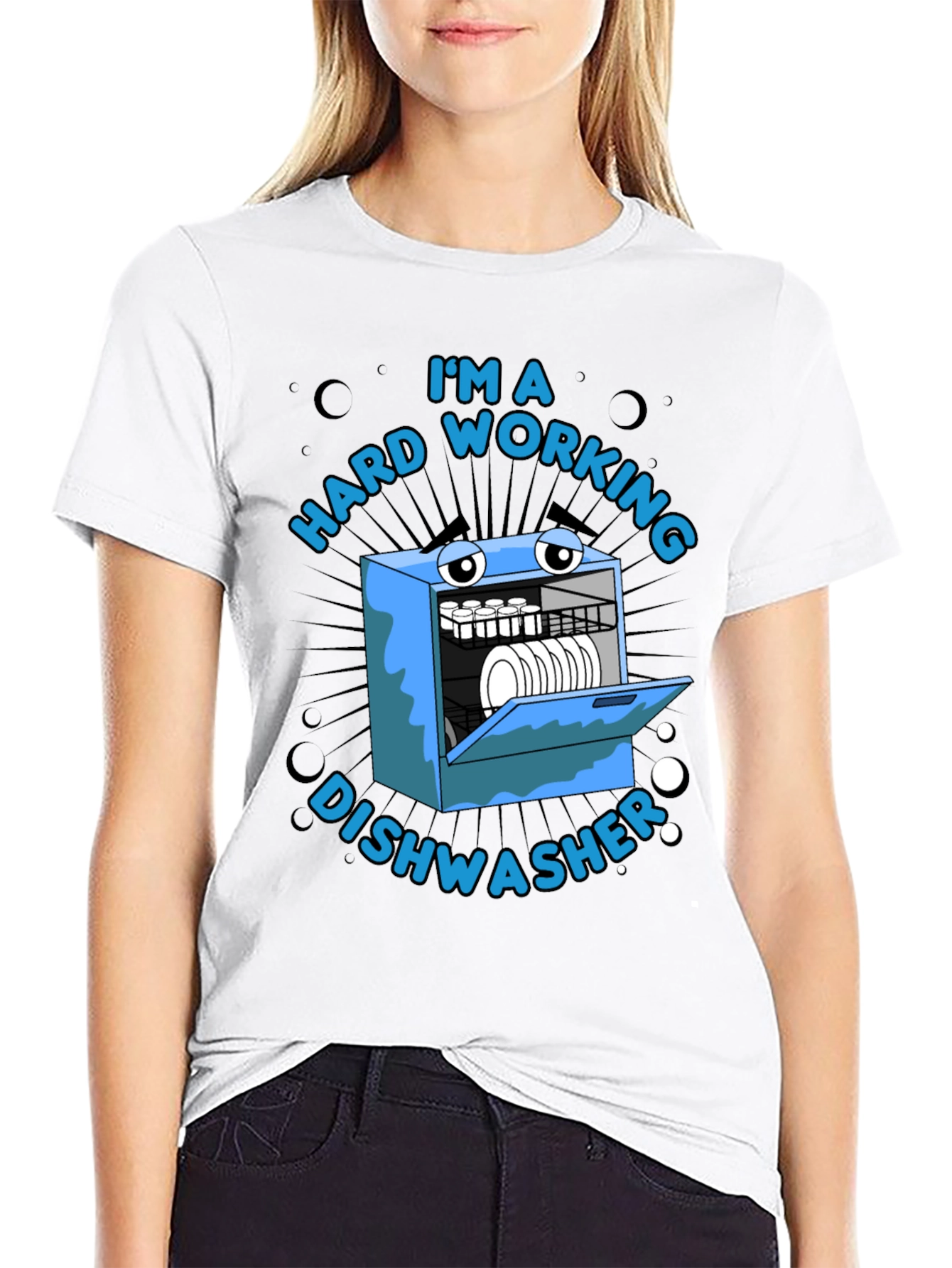 Black Hard Working Dishwasher Graphic T-Shirt view 9