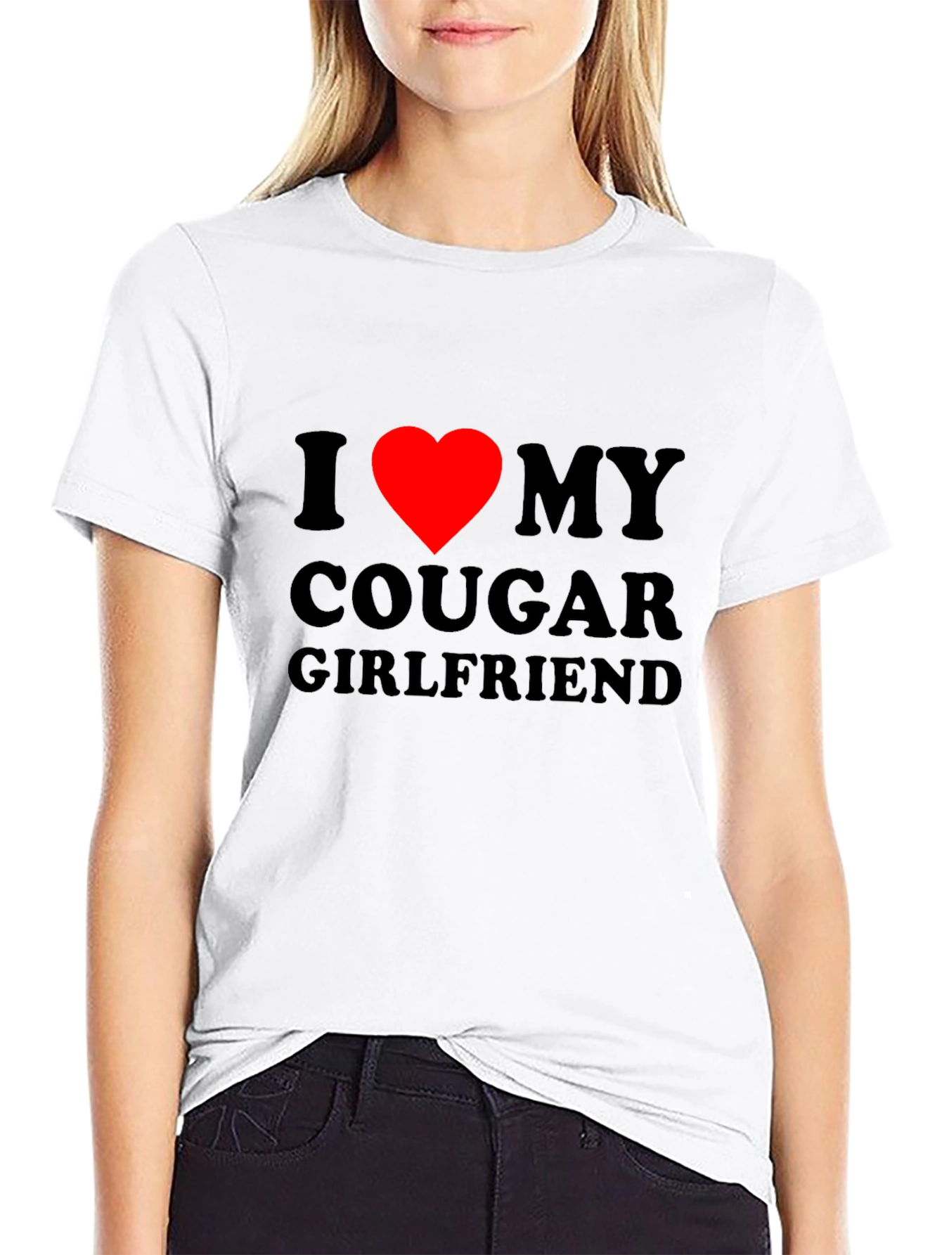 Black I Heart My Cougar Girlfriend T-Shirt - Bold Graphic Tee view 9