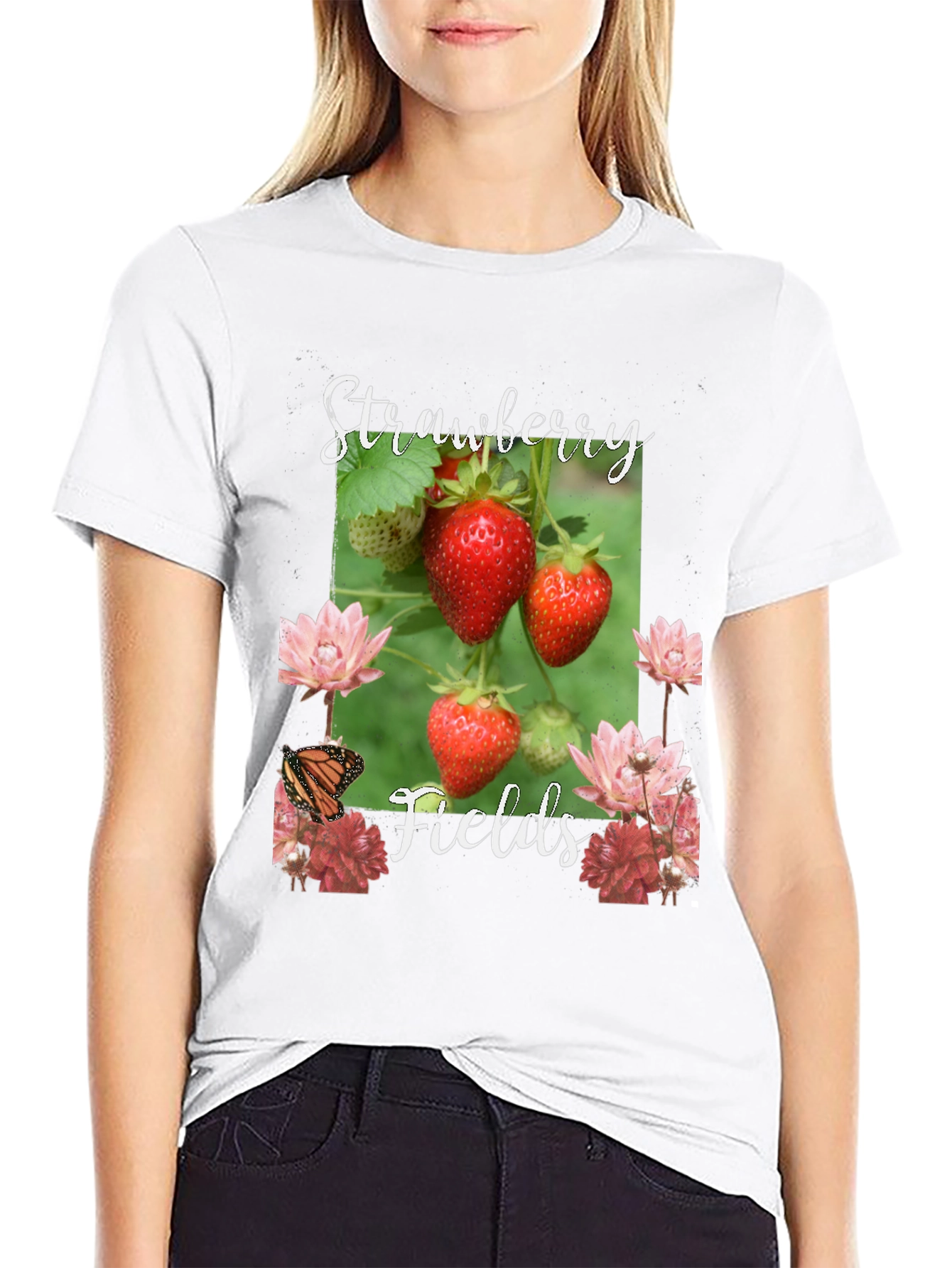 Black Strawberry Fields Graphic T-Shirt view 9