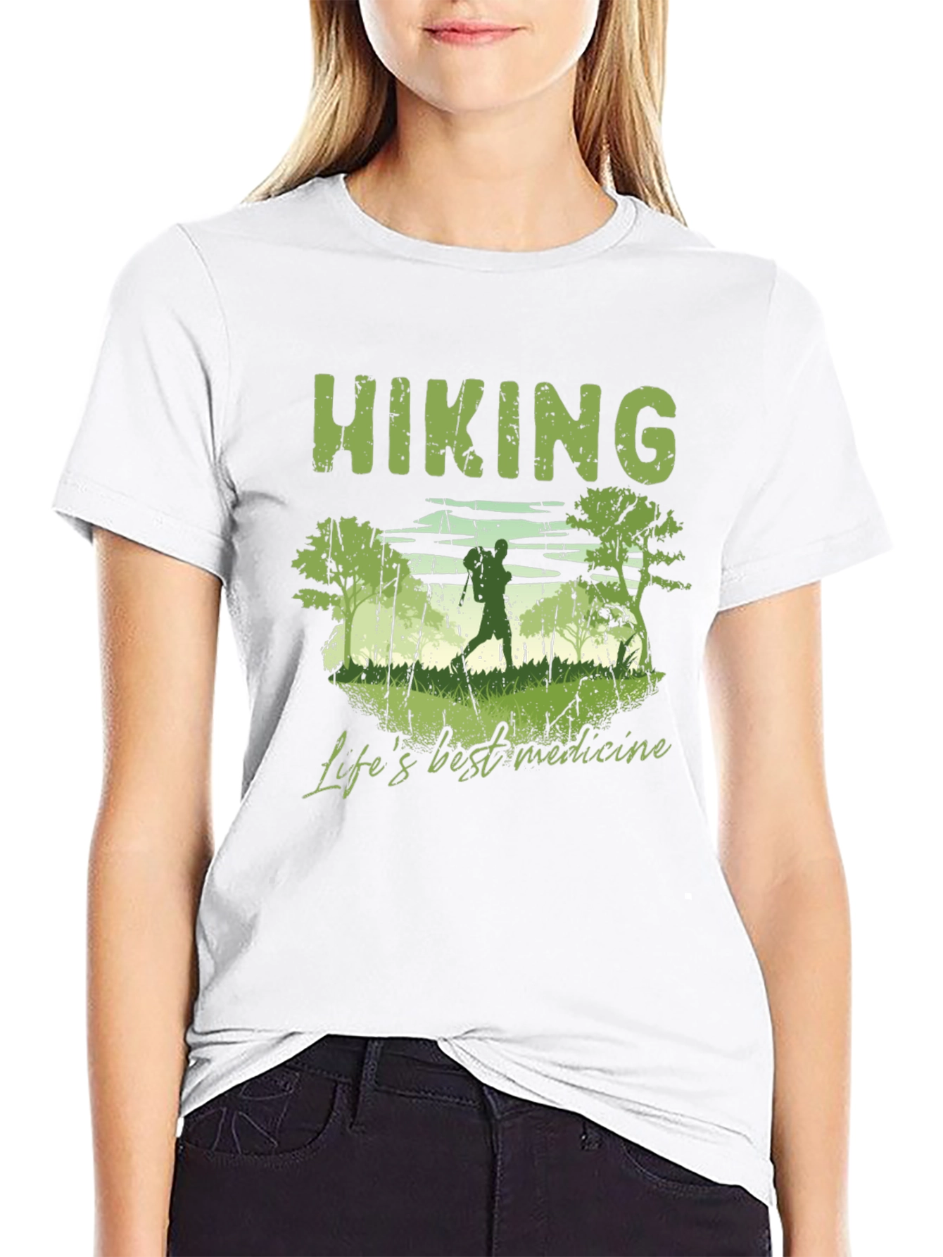 Black Hiking 'Life's Best Medicine' Graphic T-Shirt view 9