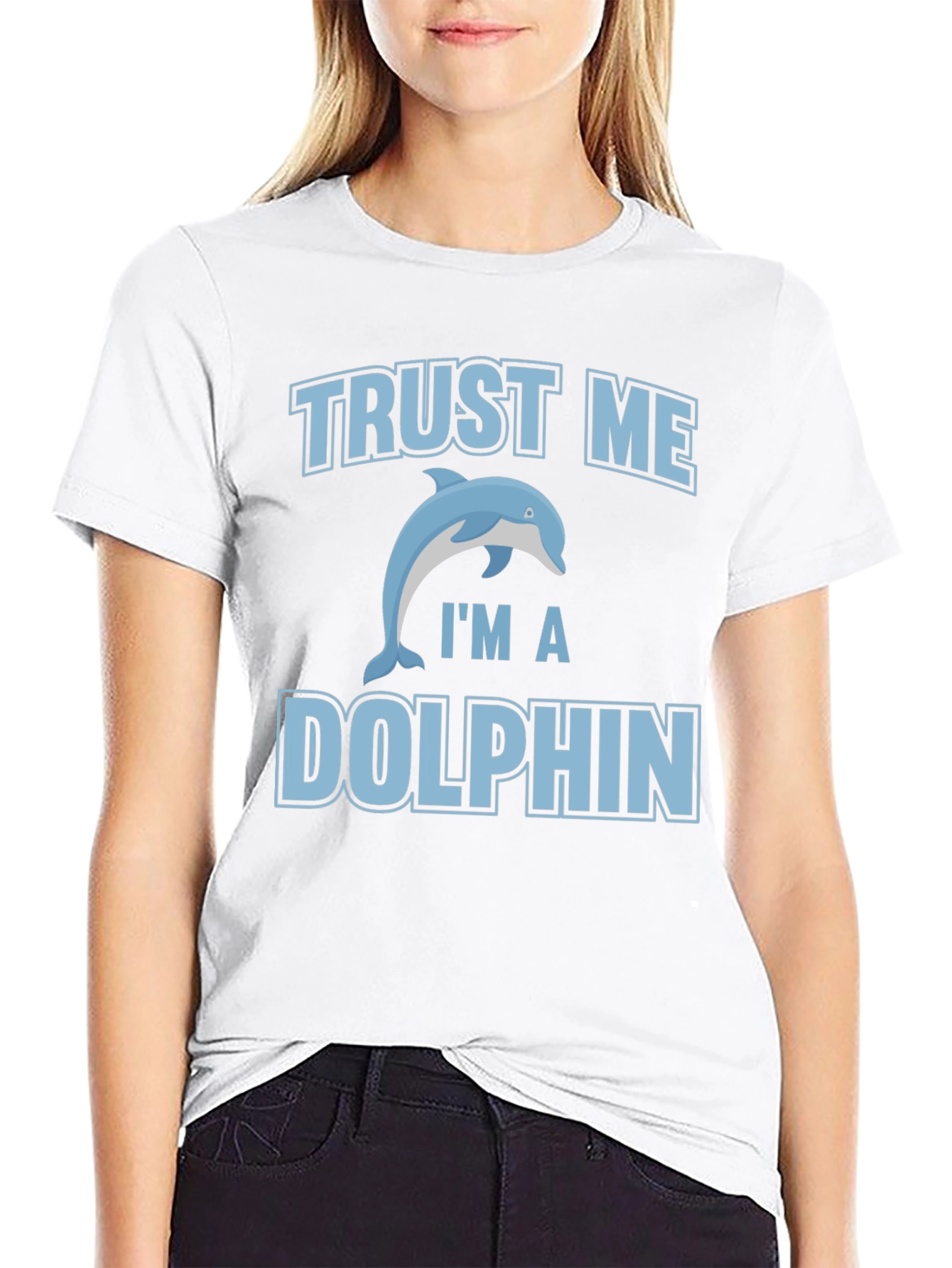 Black Trust Me I'm a Dolphin Graphic Tee view 9