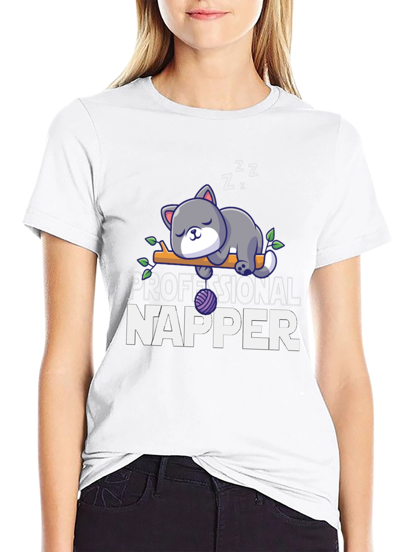 Professional Napper T-Shirt Cute Cat Tee - 9