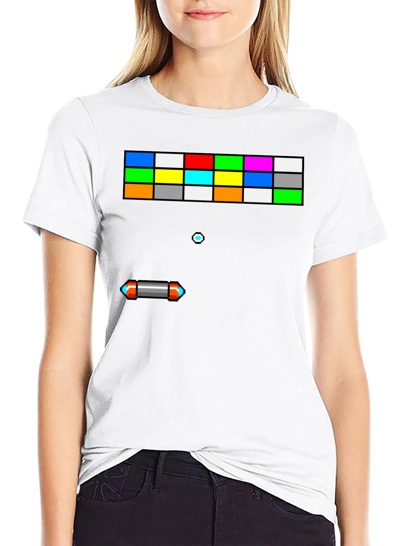 Black Retro Arcade Gamer T-Shirt - Breakout Inspired Design view 9