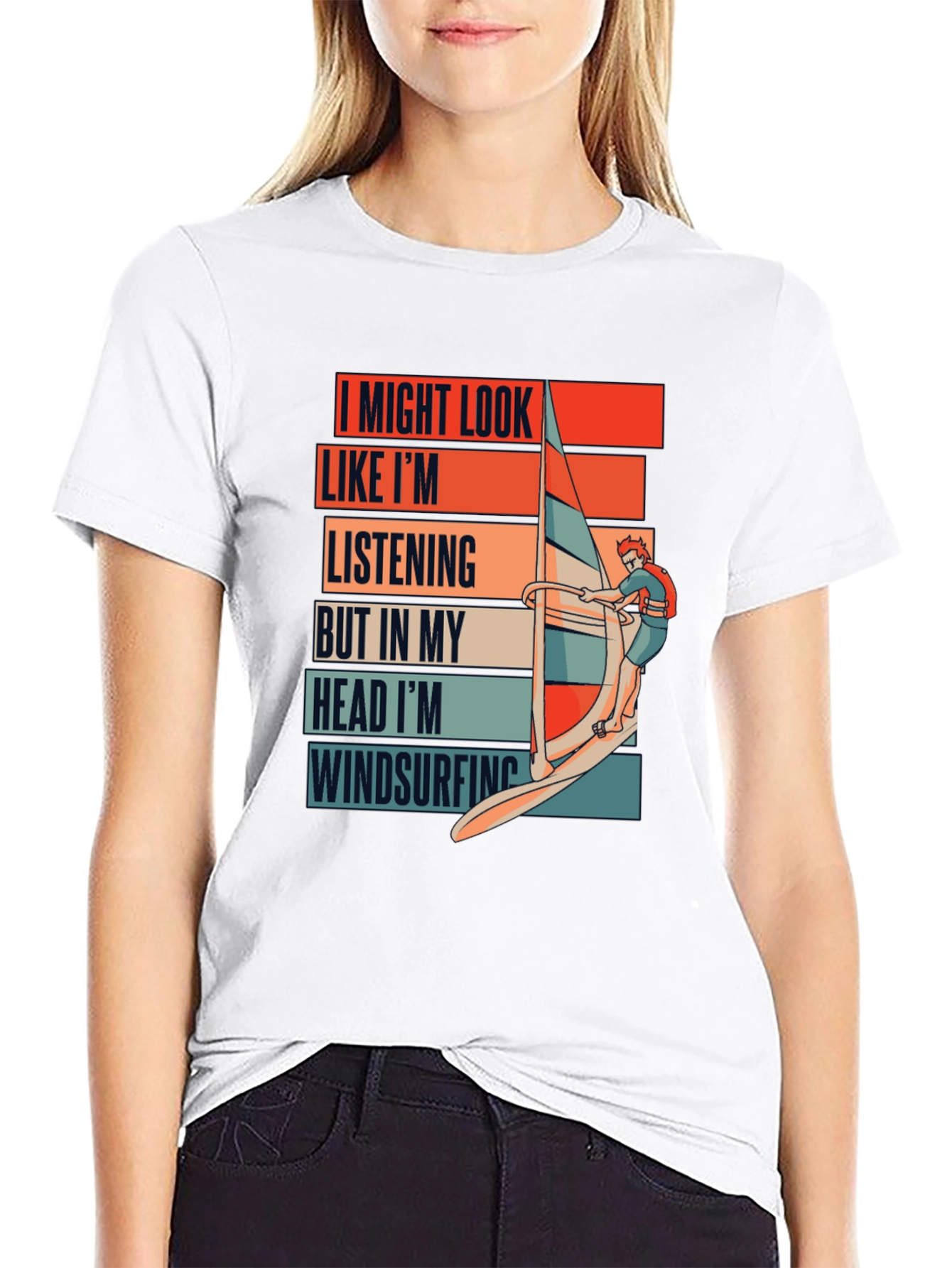 Black Windsurfing Mind T-Shirt - Funny Ocean Sports Tee view 9