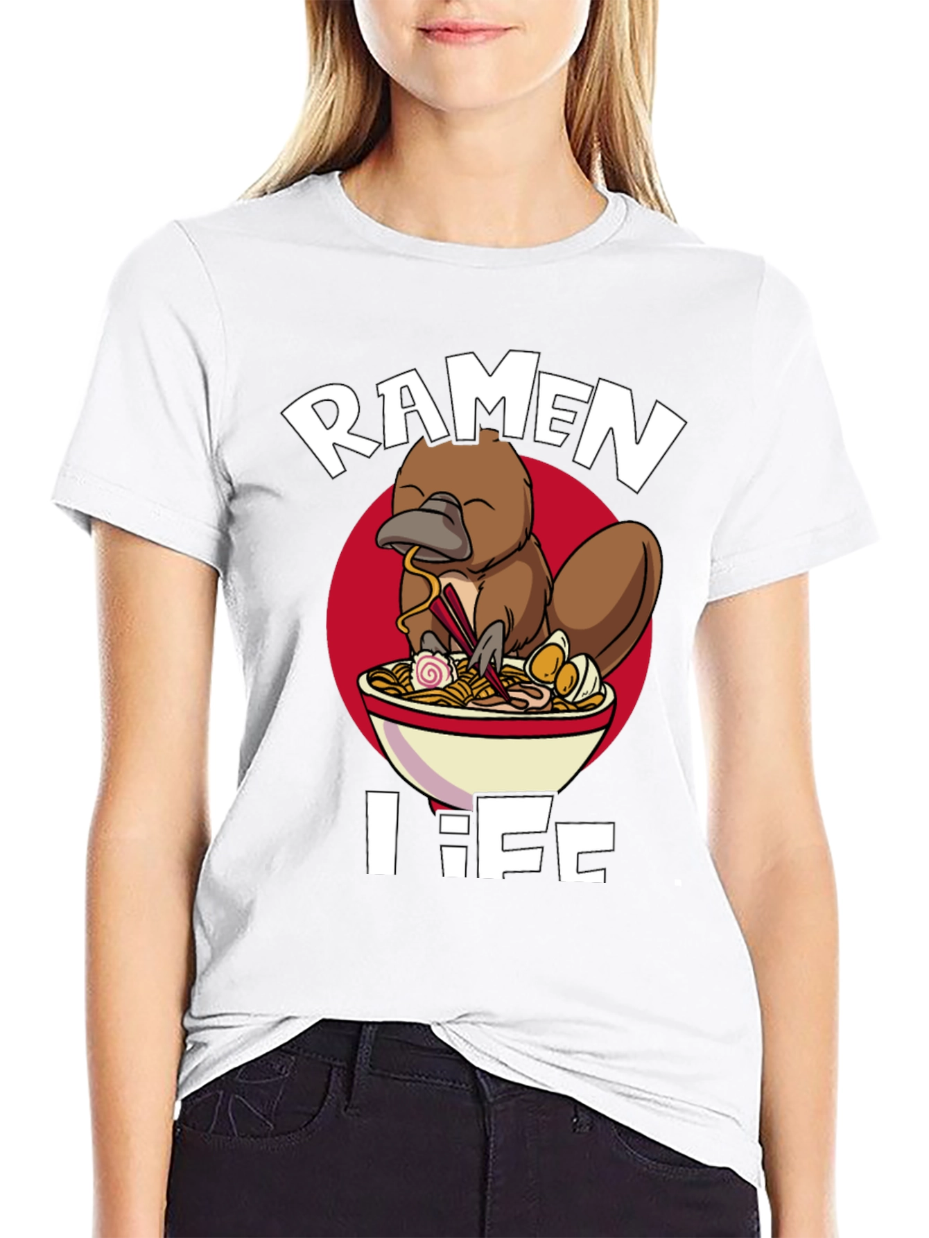Black Ramen Life Platypus T-Shirt - Unique Graphic Tee view 9