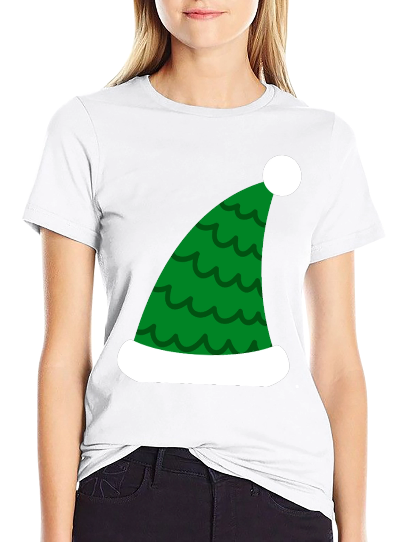 Black Festive Christmas Elf Hat T-Shirt view 9