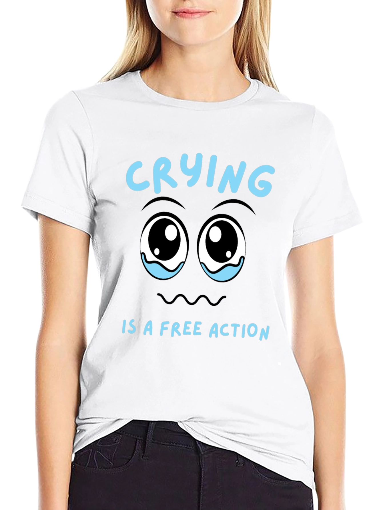 Black Crying is a Free Action Black T-Shirt view 9