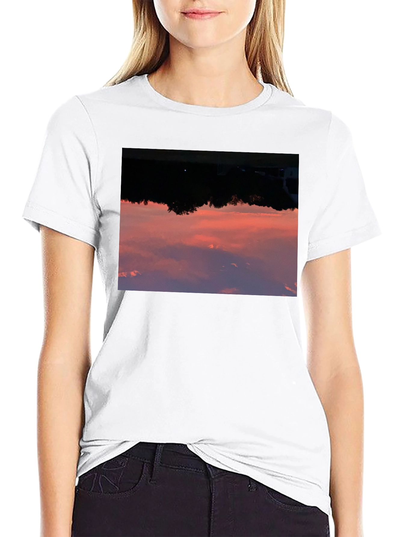 Black Sunset Sky Graphic Black T-Shirt view 9