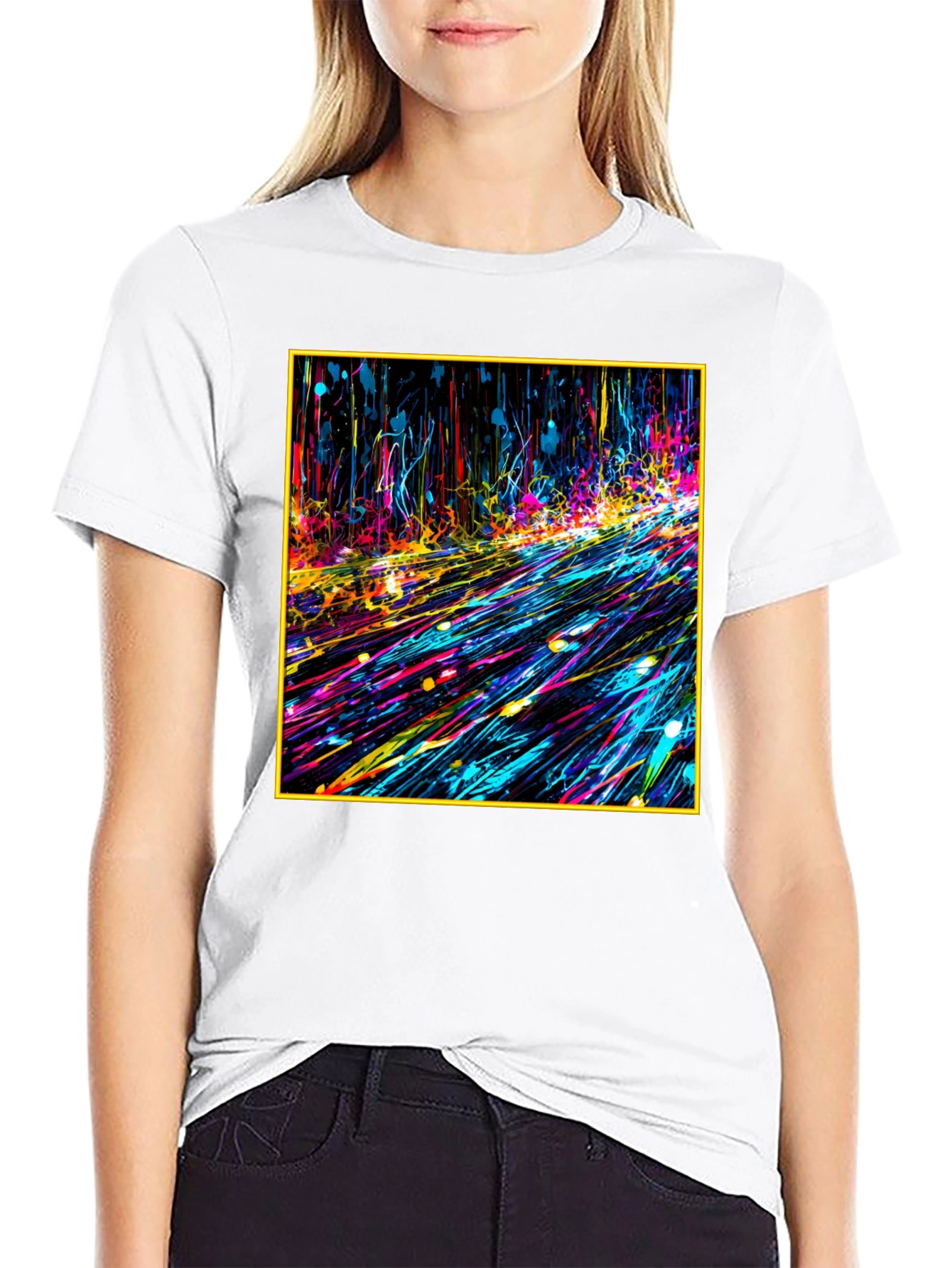 Black Abstract Art Black Tee - Bold Graphic Print view 9