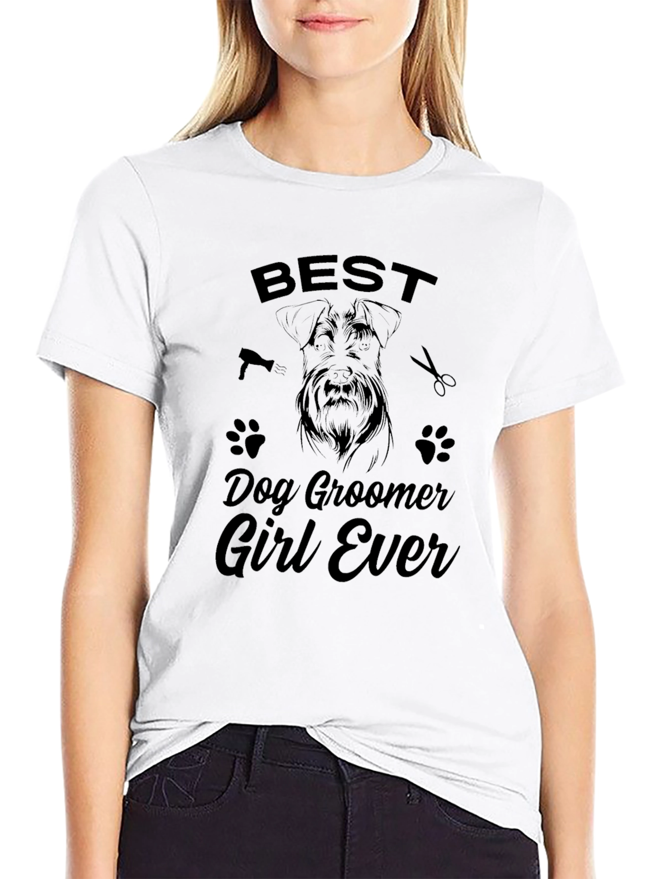 Black Best Dog Groomer Girl Ever Graphic T-Shirt view 9