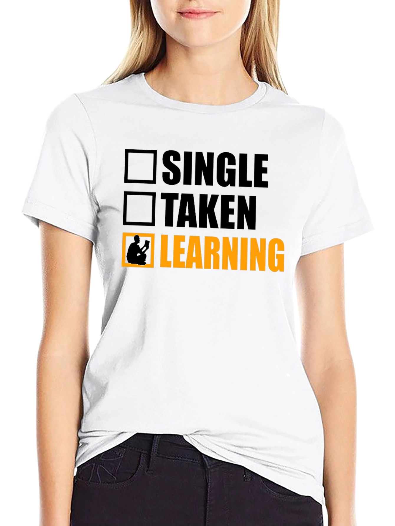 Black Single Taken Learning T-Shirt view 9