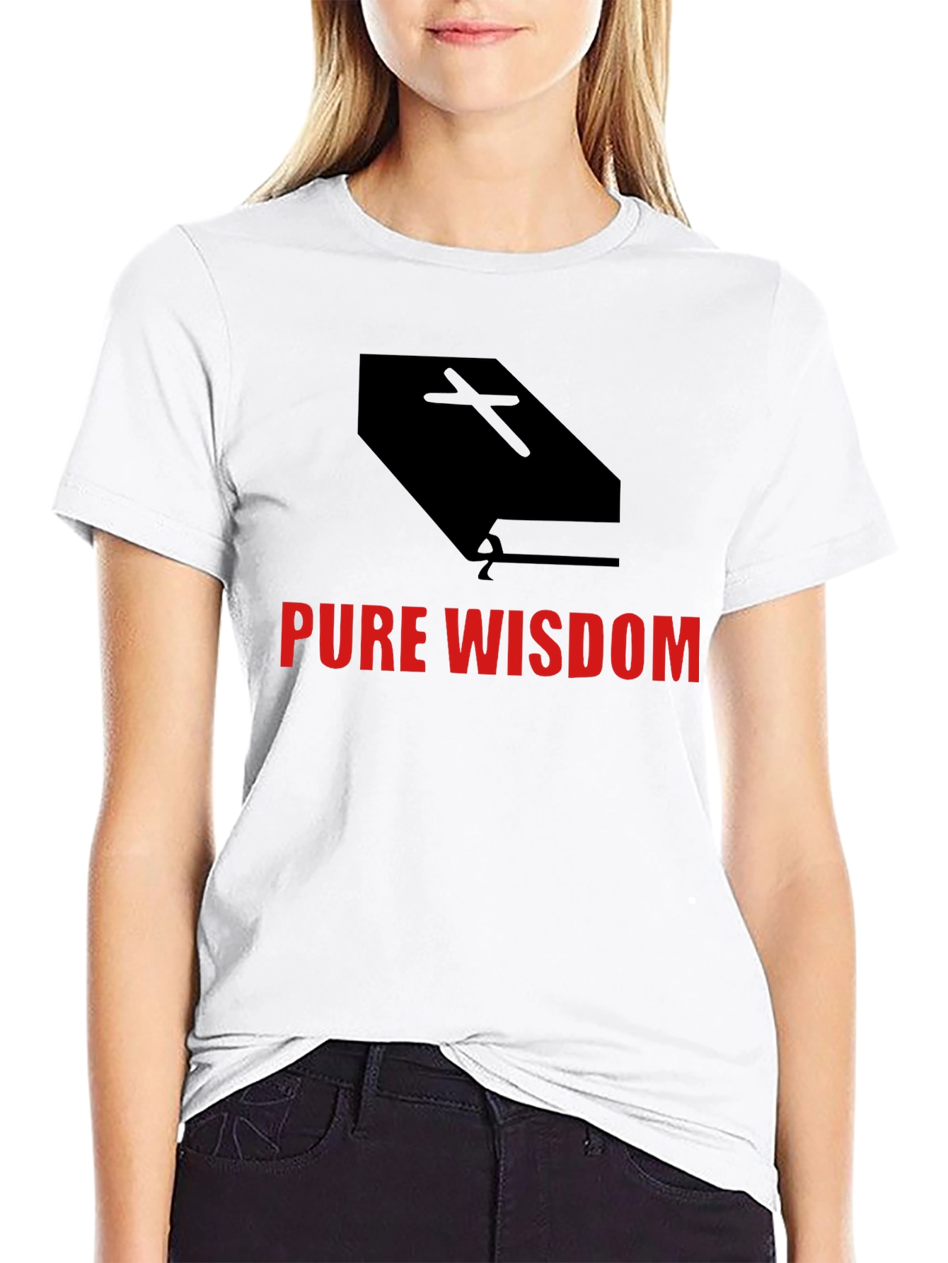 Black Pure Wisdom Graphic Tee - Black Cotton Blend view 9