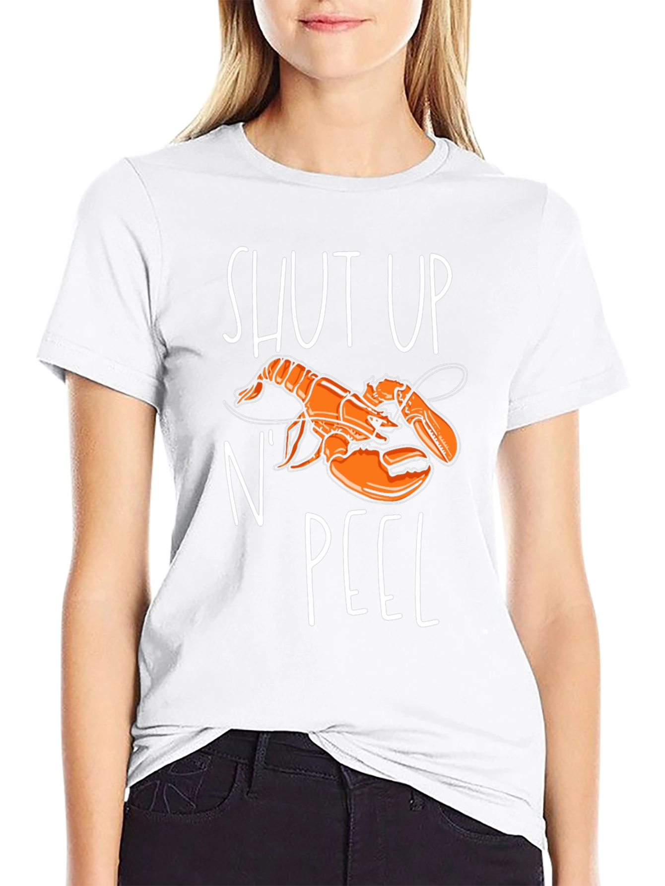 Black Shut Up N' Peel Lobster Graphic T-Shirt view 9