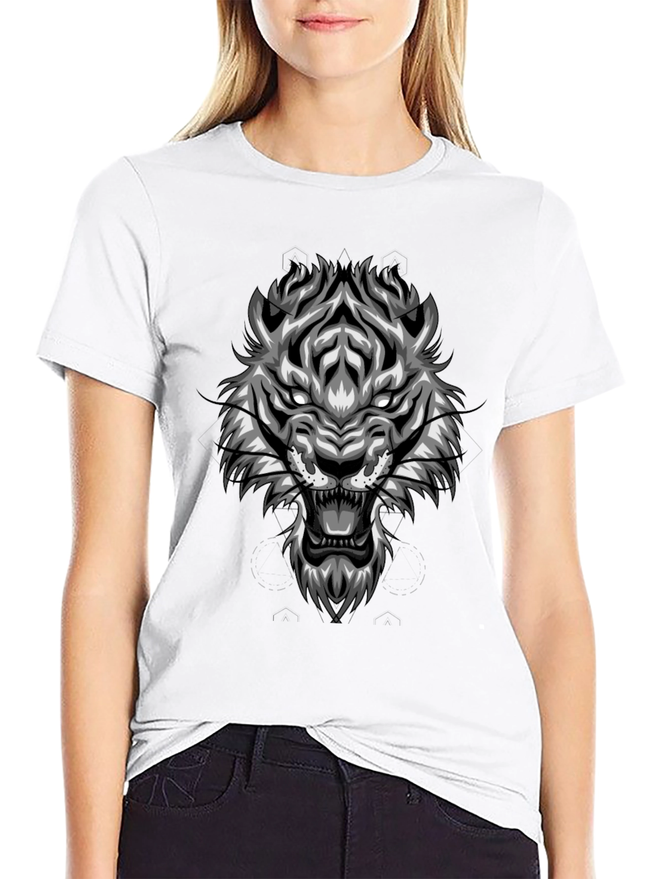 Black Tiger Graphic Print Black T-Shirt view 9