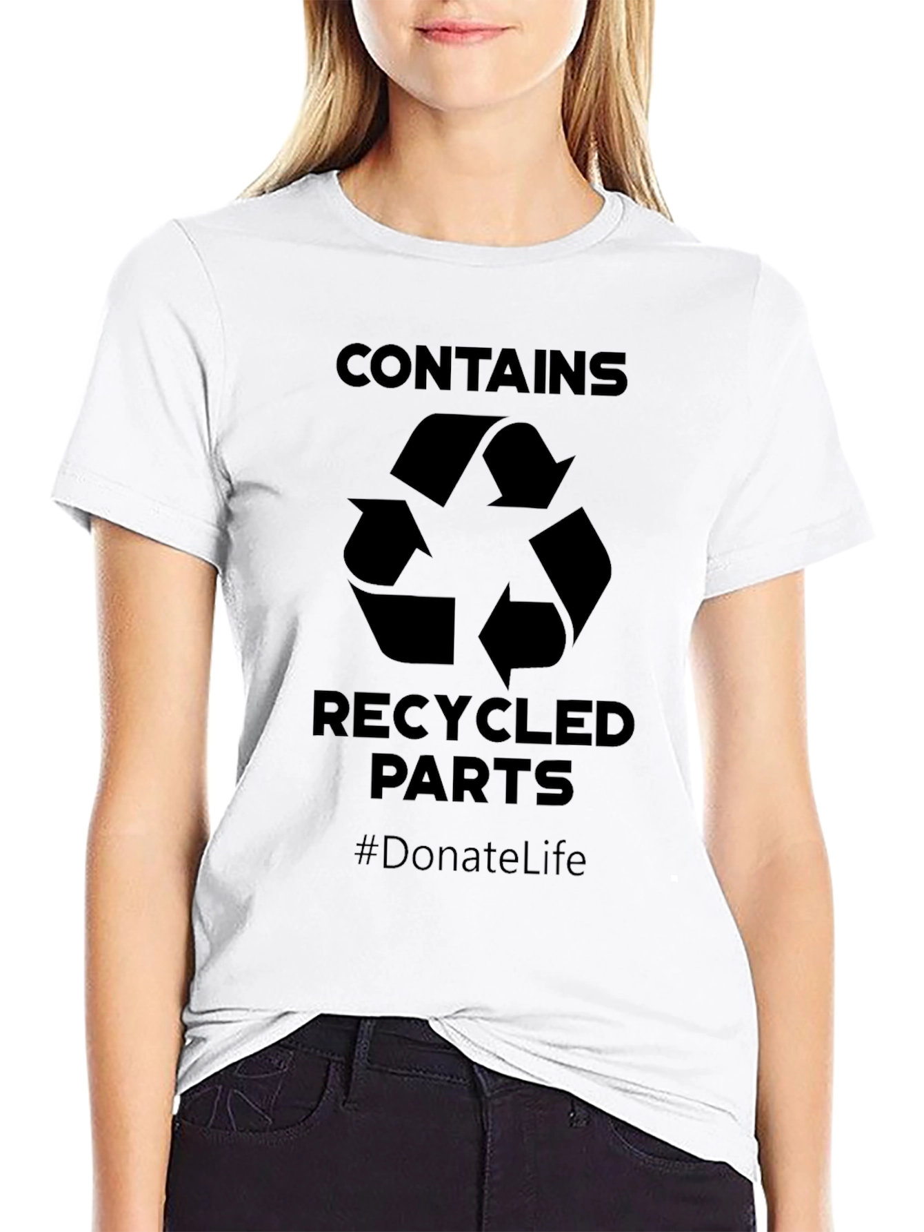 Black Contains Recycled Parts T-Shirt - Donate Life view 9