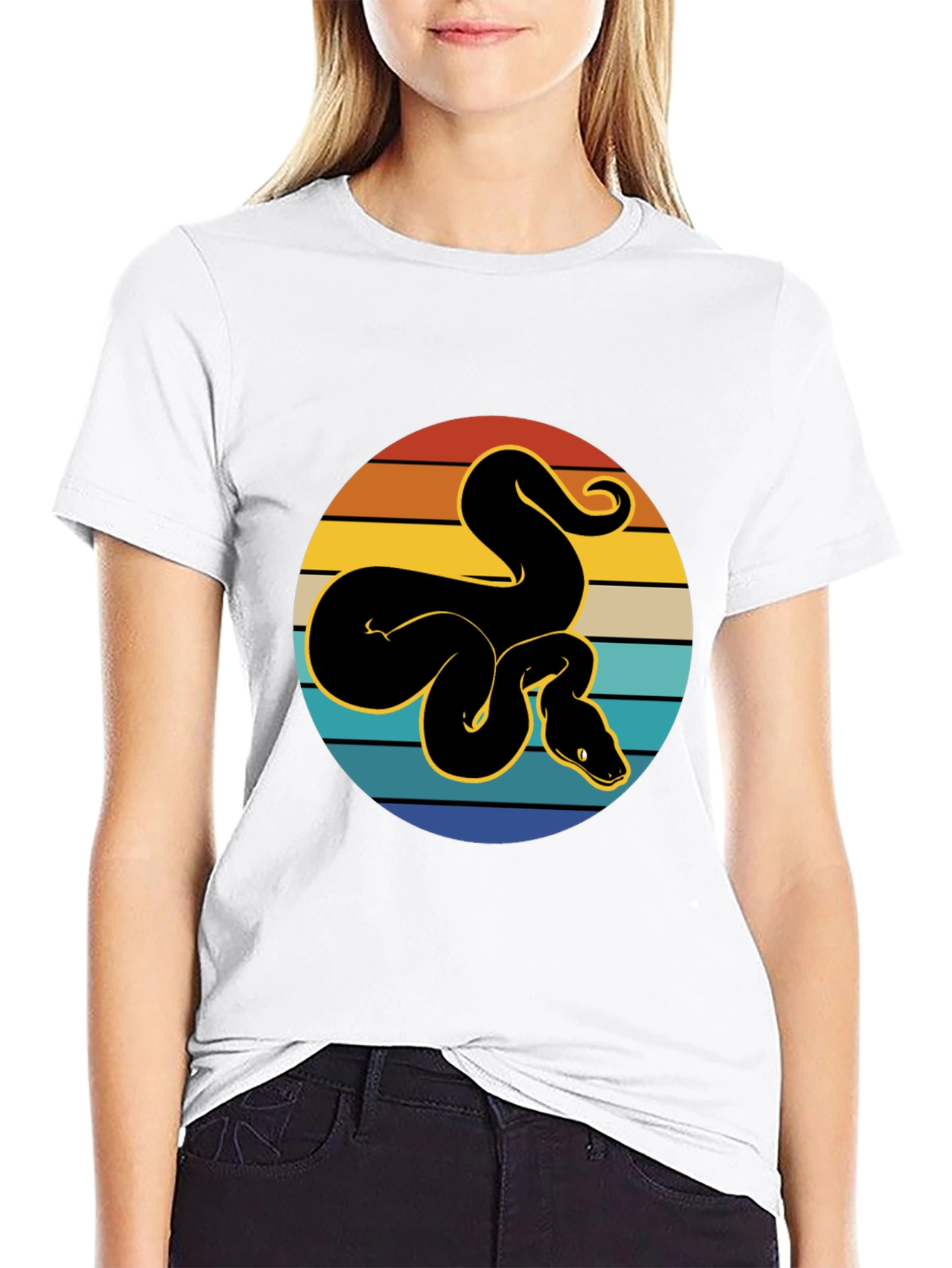 Black Retro Snake Graphic Tee - Black T-Shirt view 9