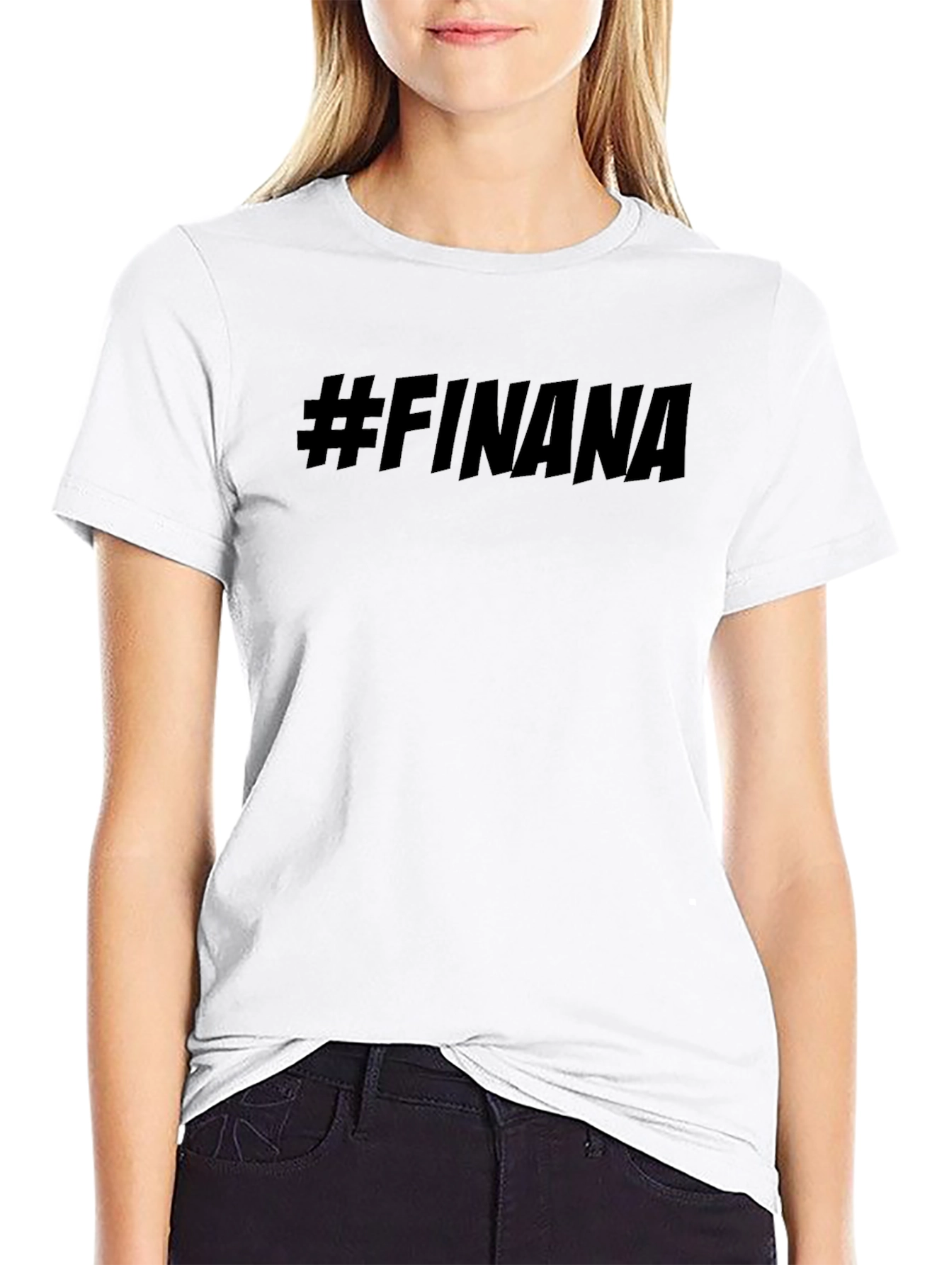 Black #FINANA Black Graphic Tee - Trendy Casual Style view 9