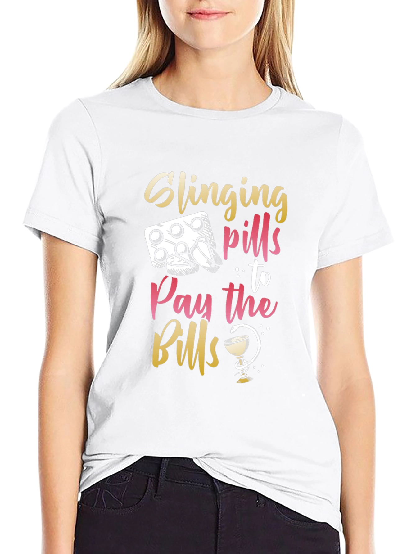 Black Slinging Pills to Pay the Bills Funny T-Shirt view 9