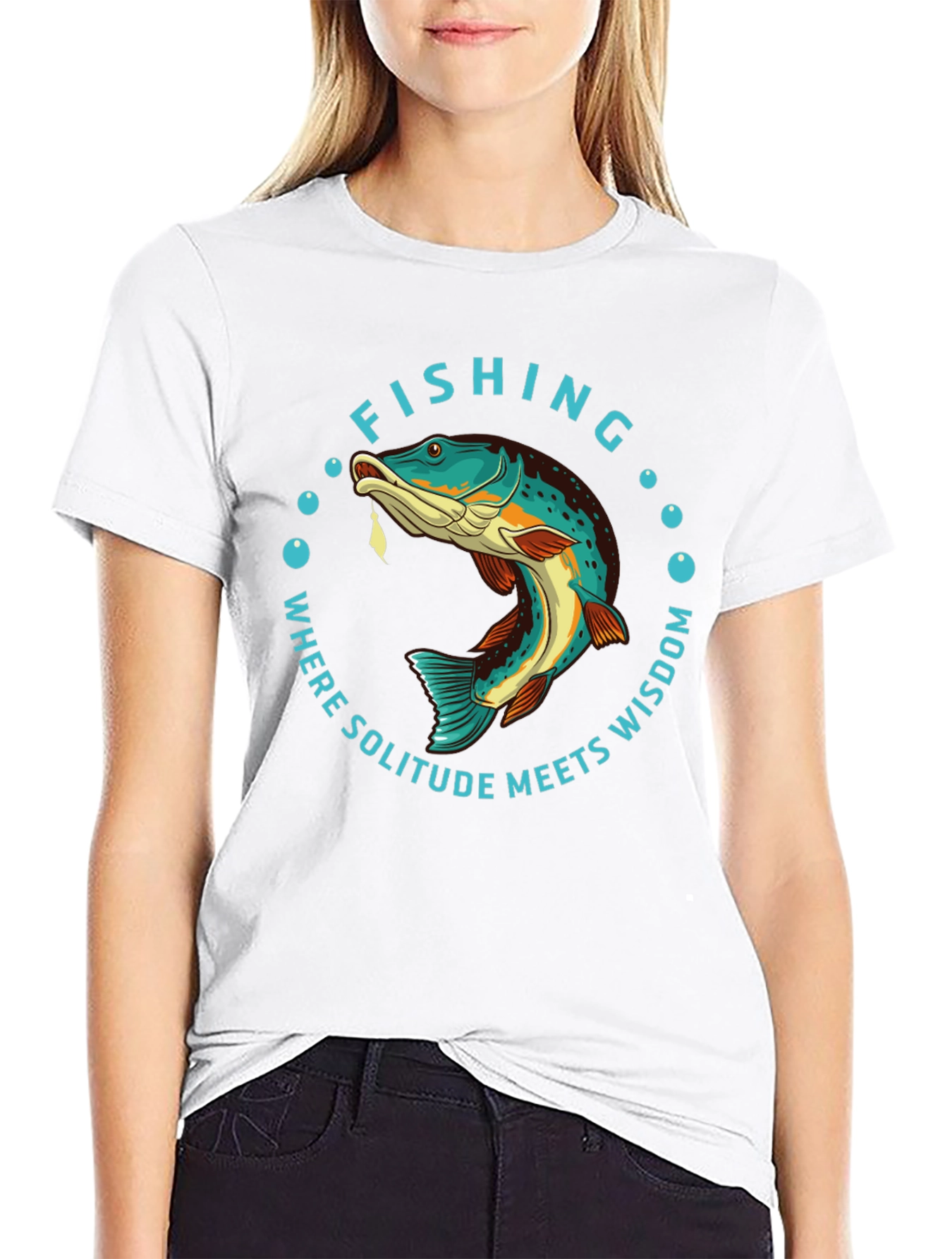 Black Fishing Solitude Wisdom Graphic Tee view 9