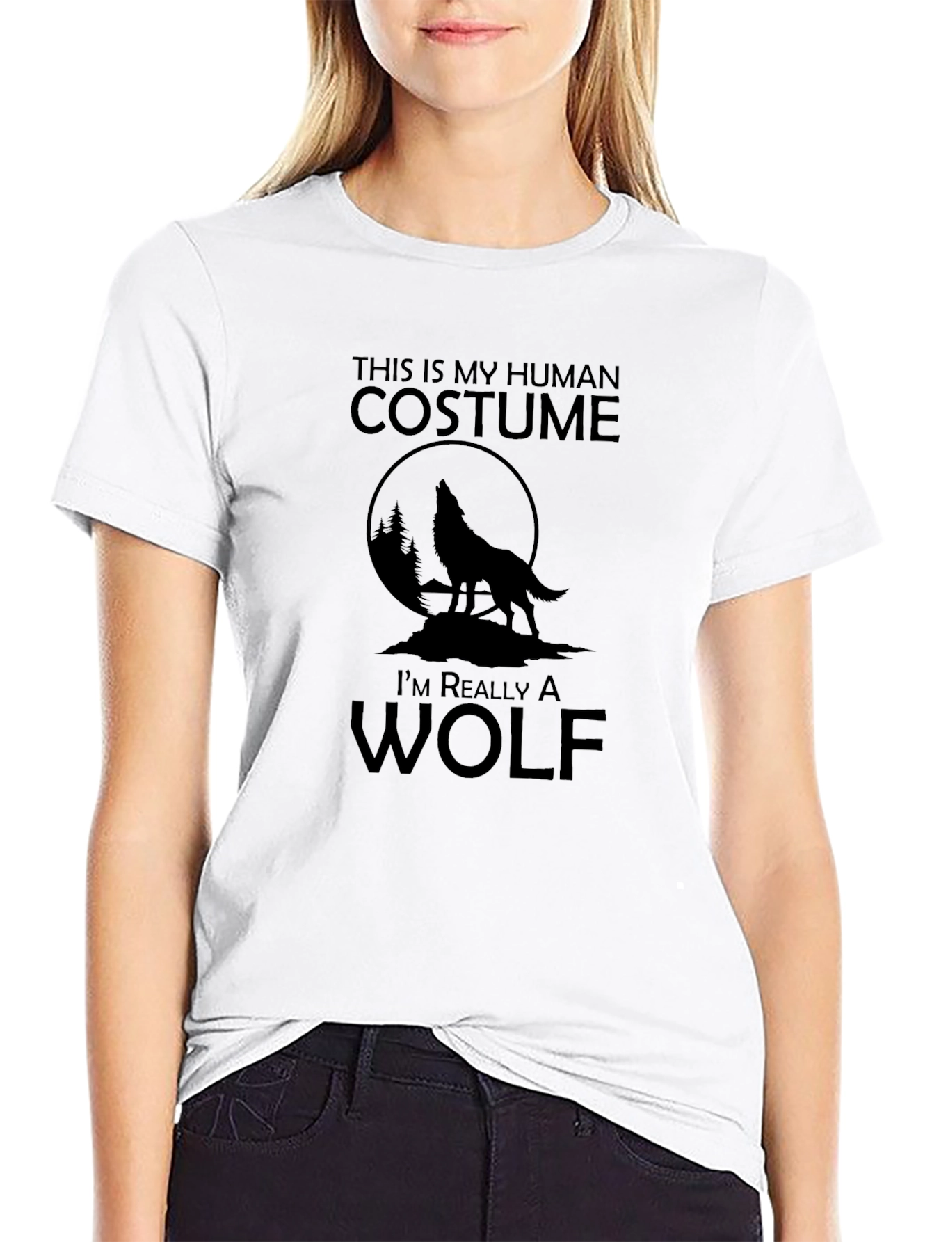 Black Human Costume Wolf Graphic T-Shirt view 9