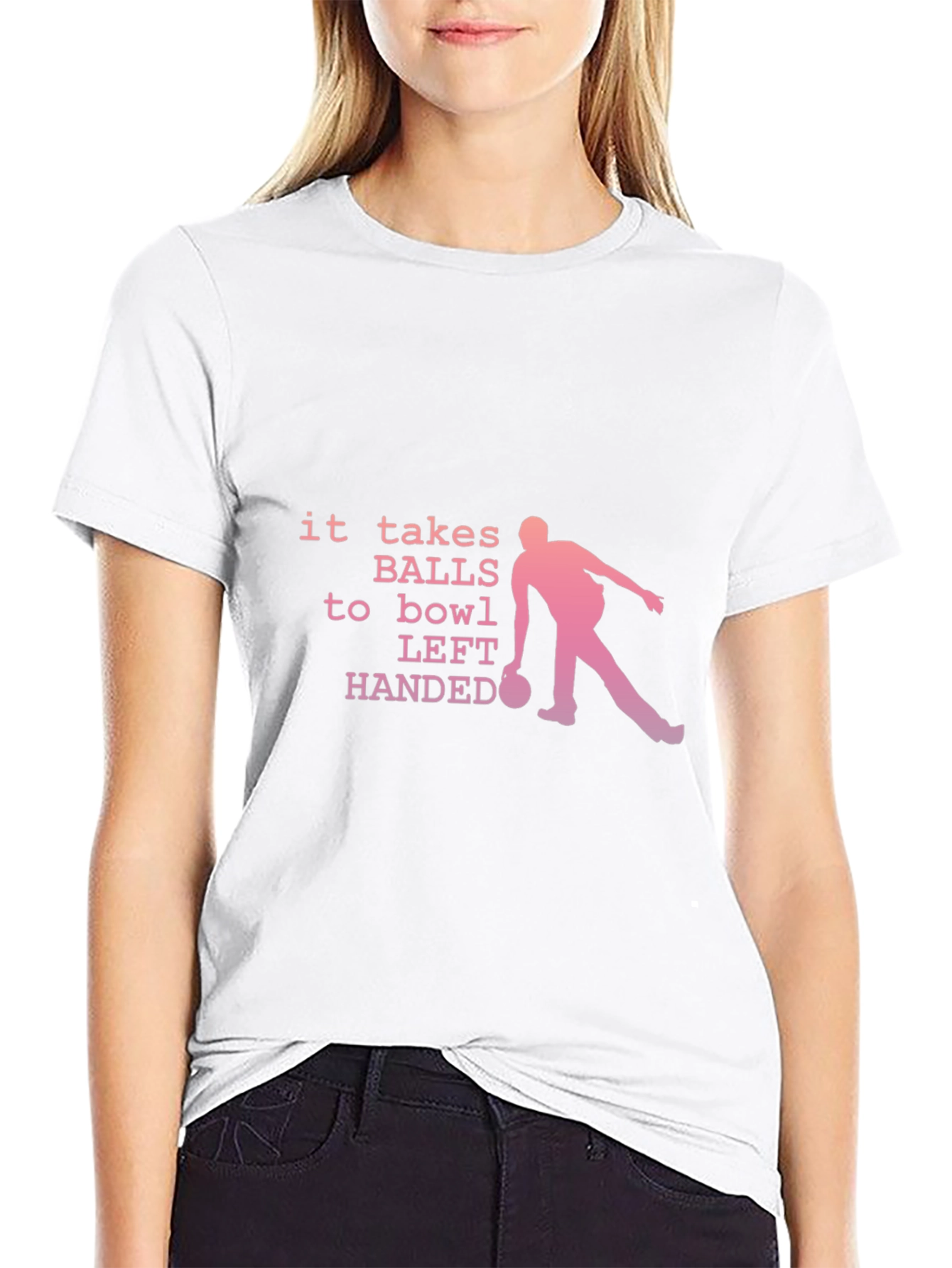 Black Funny Bowling T-Shirt - Left Handed Bowler Tee view 9