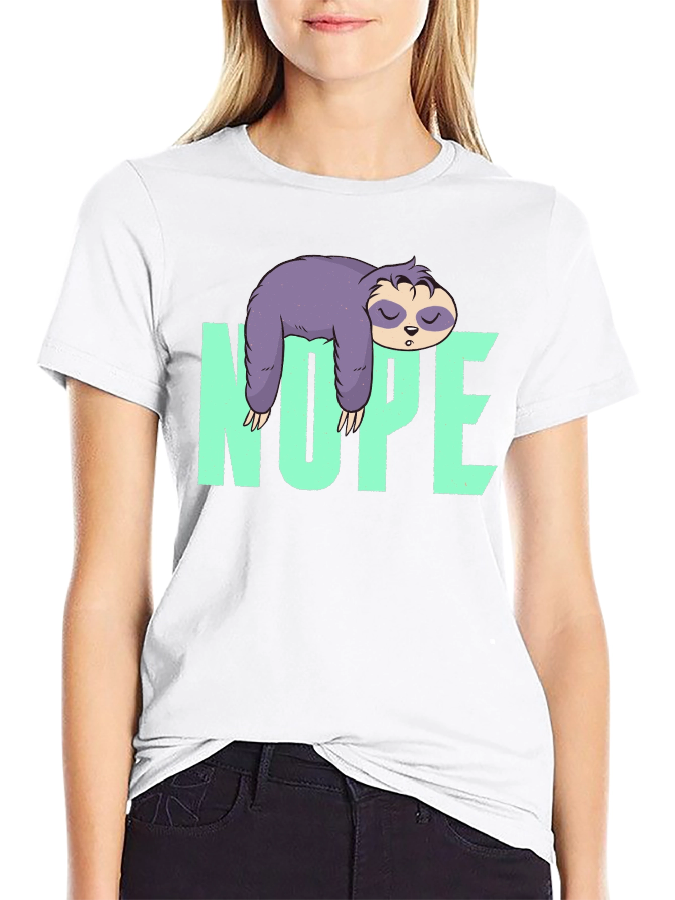 Black Nope Sloth Graphic Tee - Relaxed & Fun view 9