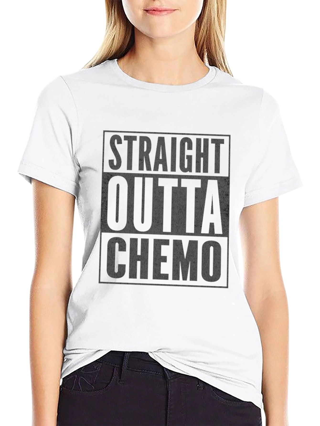 Black Straight Outta Chemo T-Shirt - Cancer Survivor Tee view 9