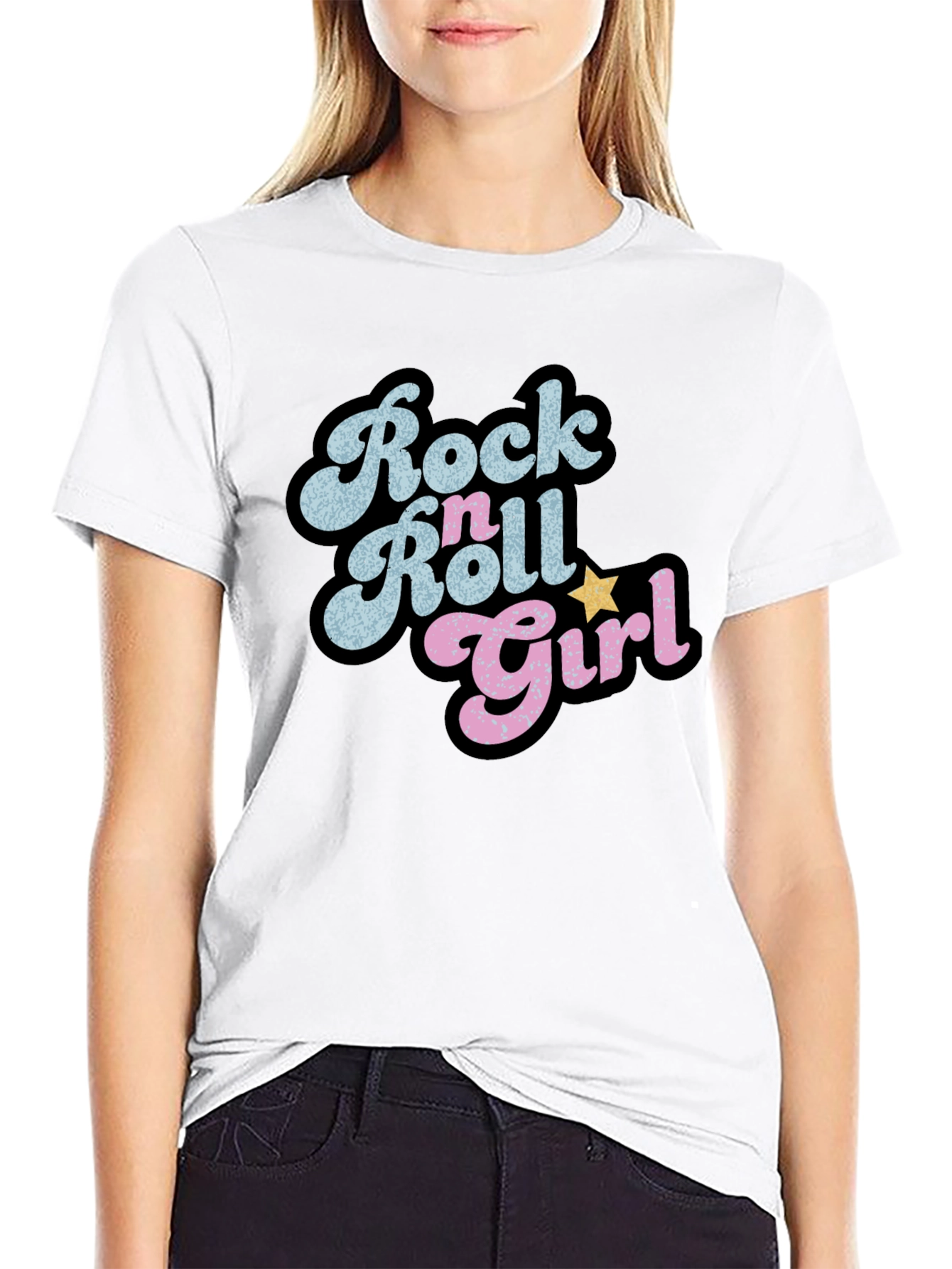 Black Rock n Roll Girl Black Graphic Tee view 9