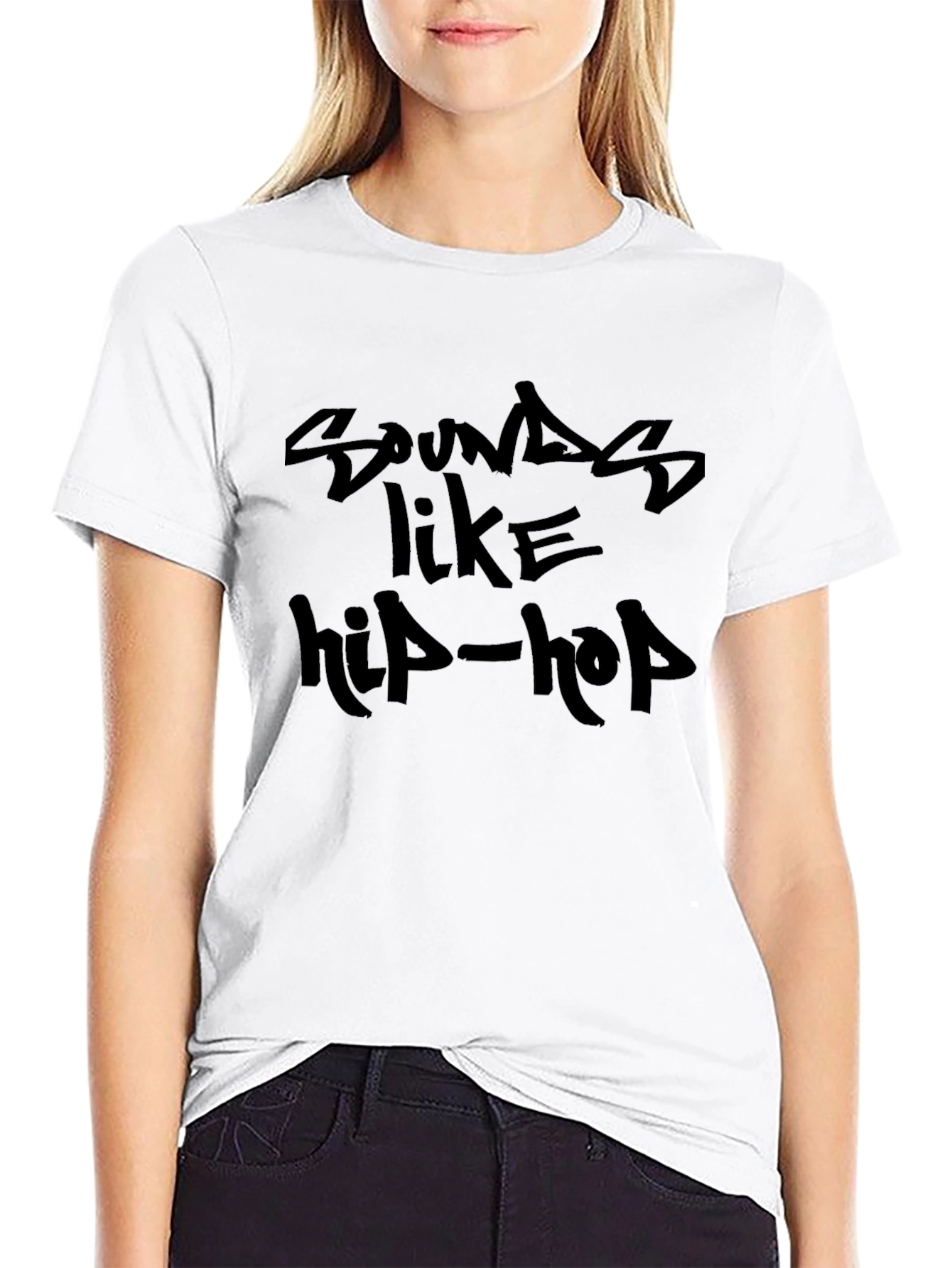 Black Sounds Like Hip-Hop Black Graphic Tee view 9