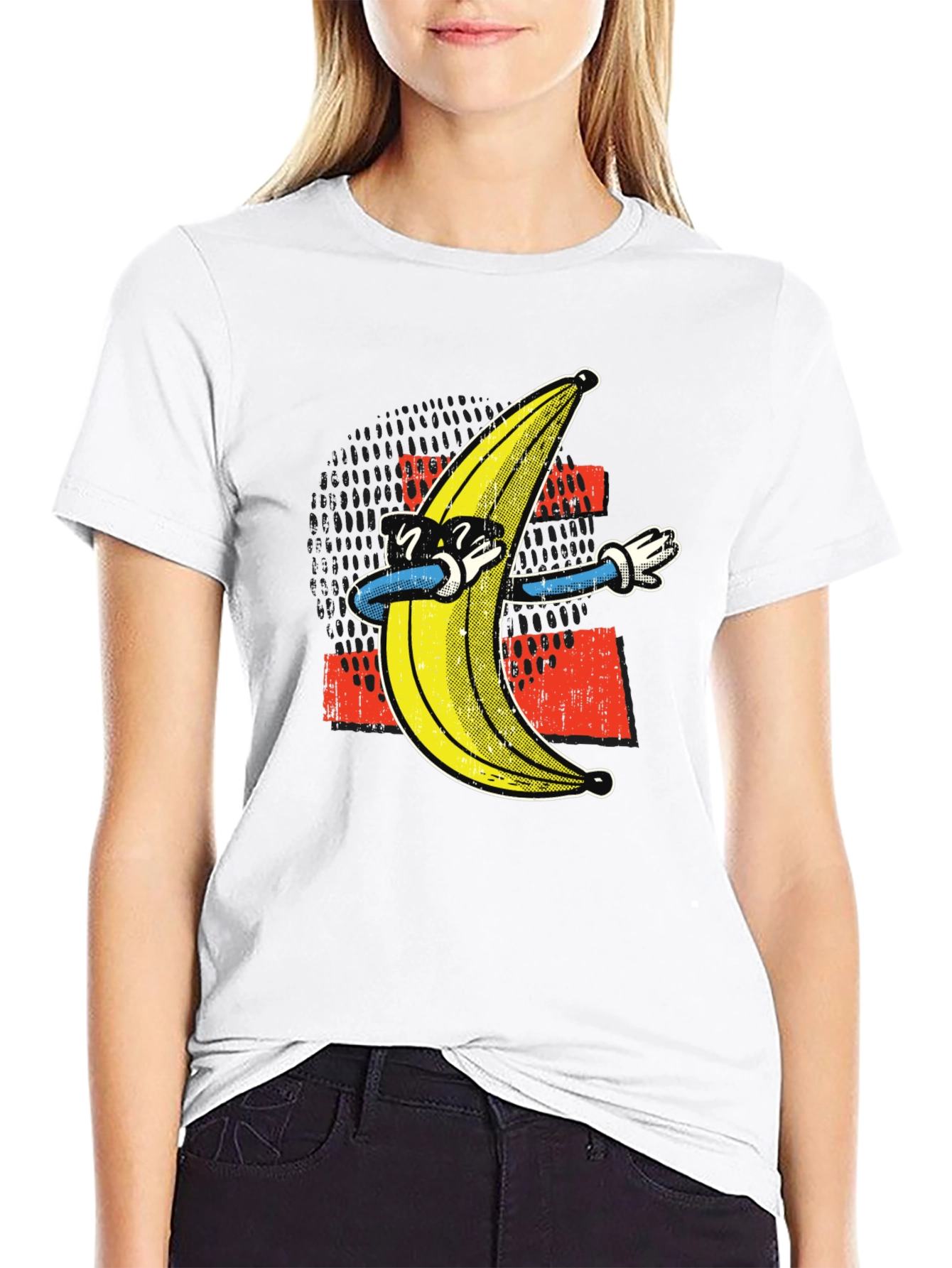 Black Dabbing Banana Graphic Tee - Funny Trendy T-Shirt view 9