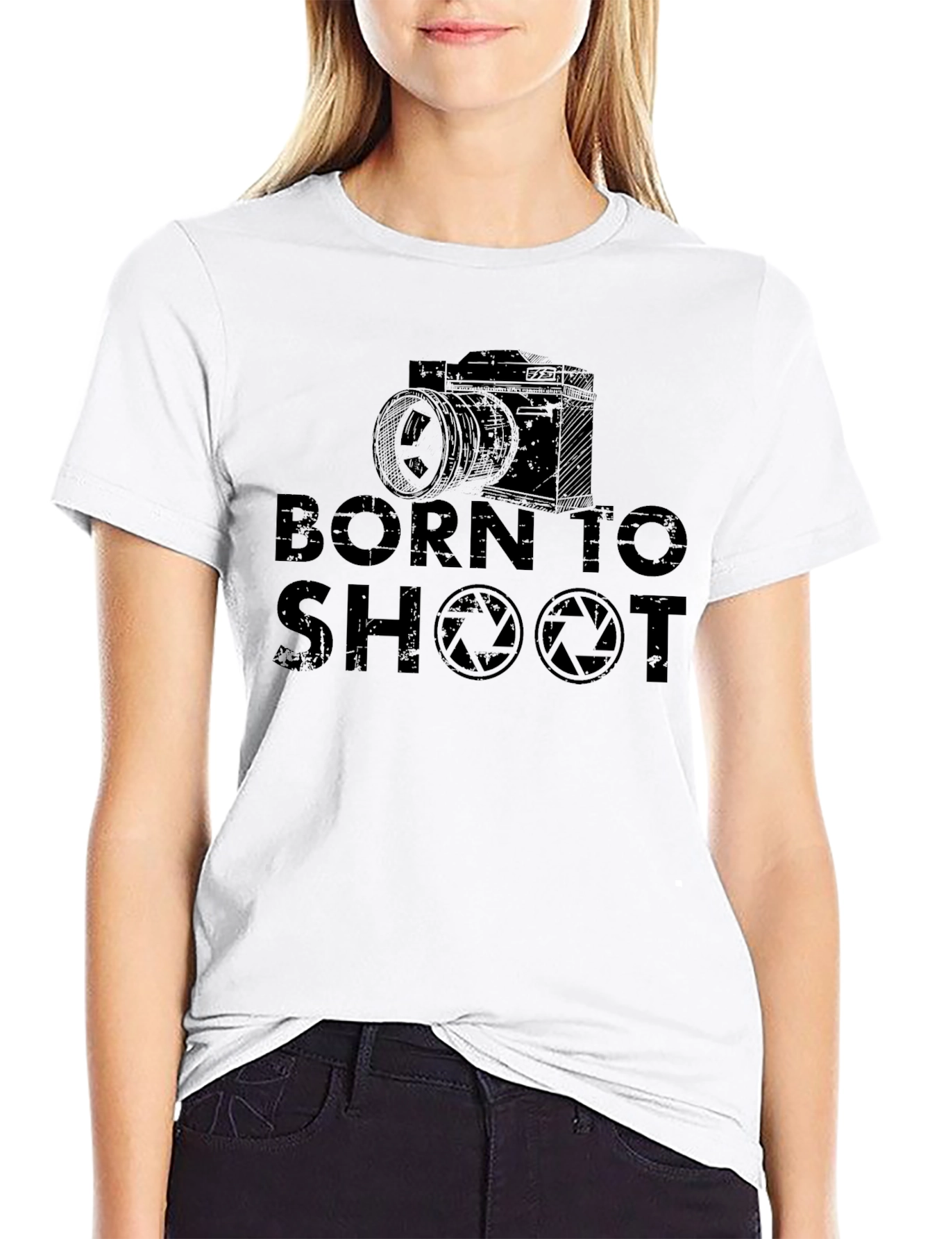 Black Born To Shoot Camera Graphic Tee view 9