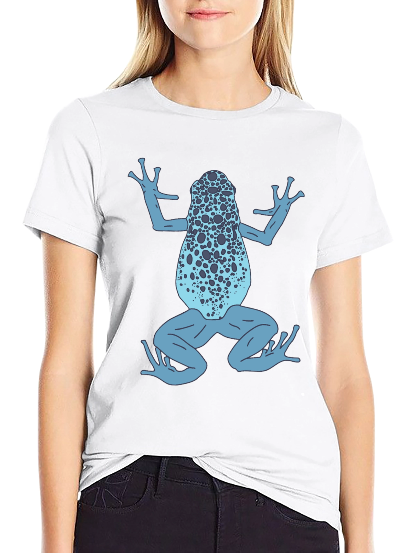 Black Blue Frog Graphic T-Shirt - Black Cotton Tee view 9