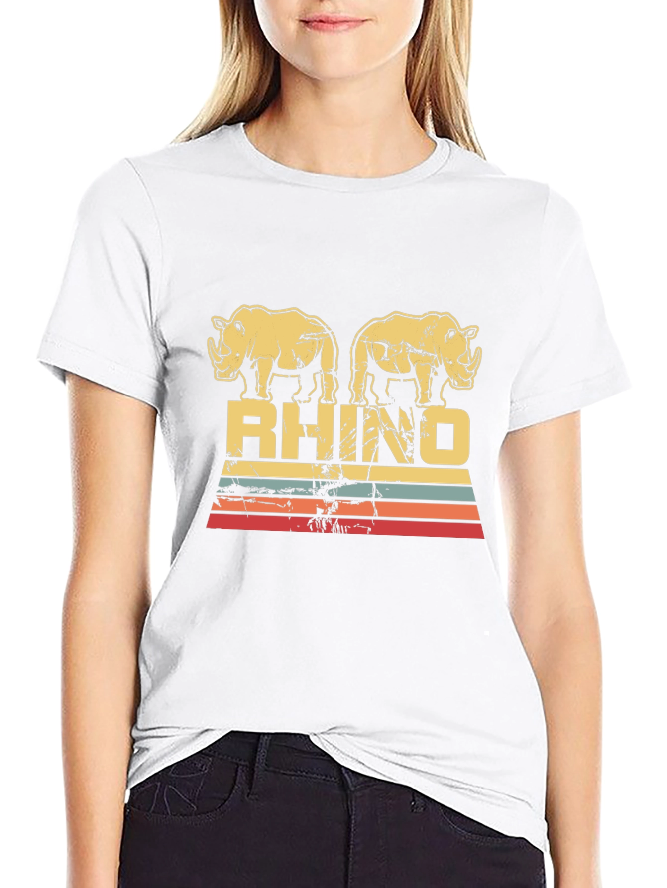 Black Vintage Rhino Graphic Tee - Black view 9