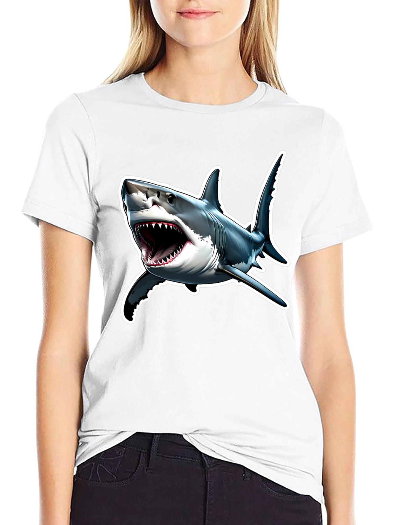 Black Shark Attack T-Shirt - Bold Graphic Tee view 9