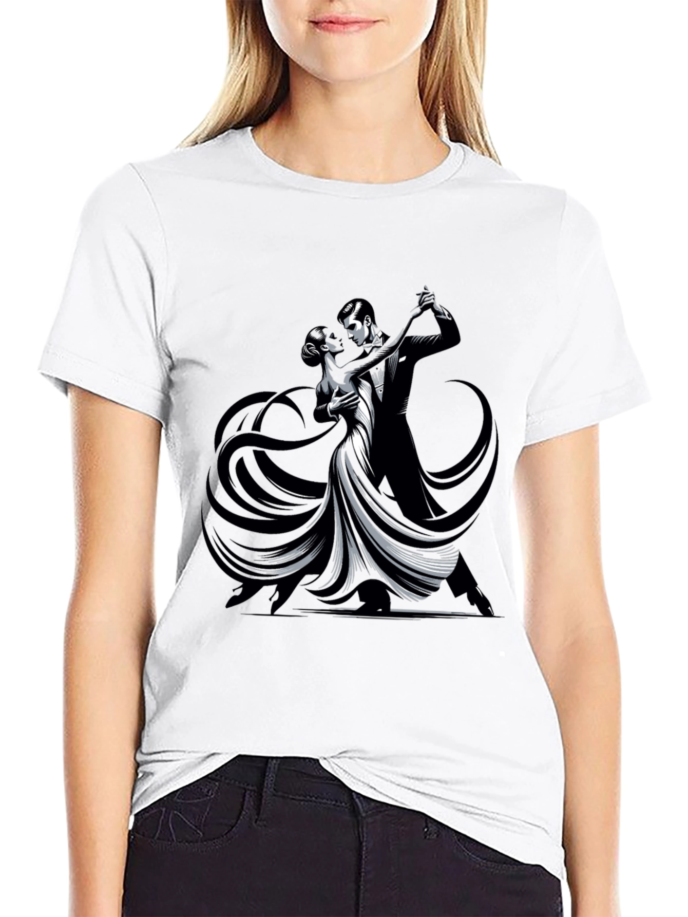 Black Tango Dance Graphic Tee - Sleek Black Shirt view 9