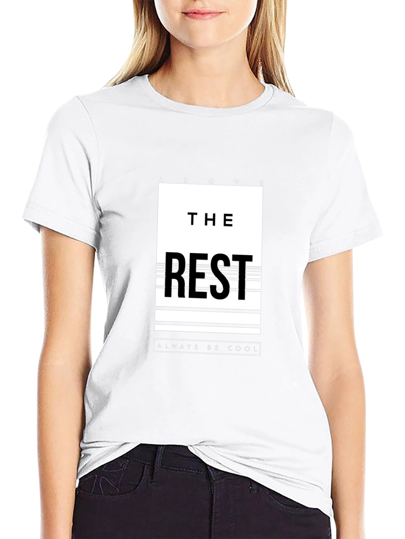 Black Stylish Black T-Shirt with 'Above the Rest' Graphic view 9