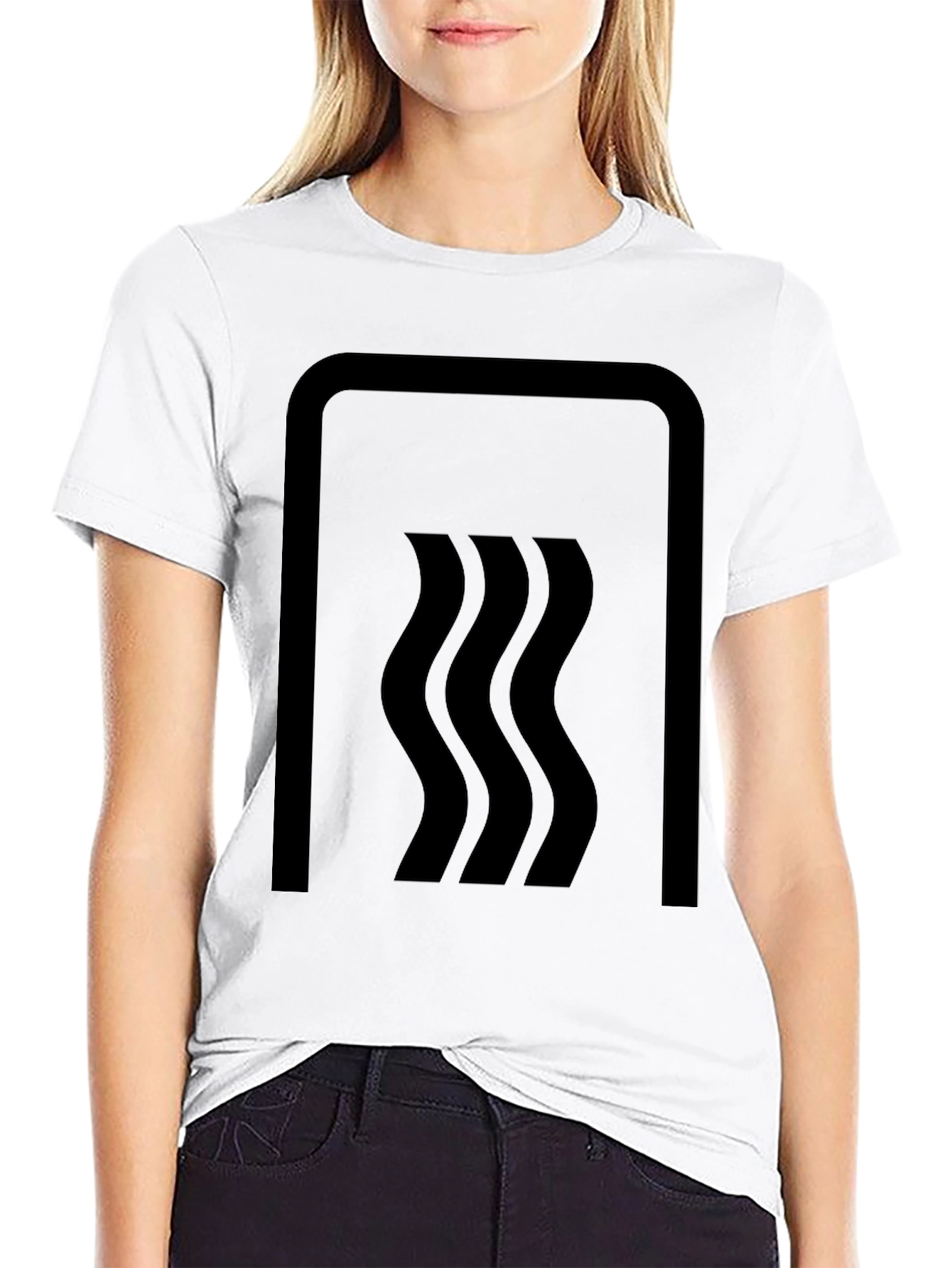 Black Modernist Wave Graphic Black T-Shirt view 9