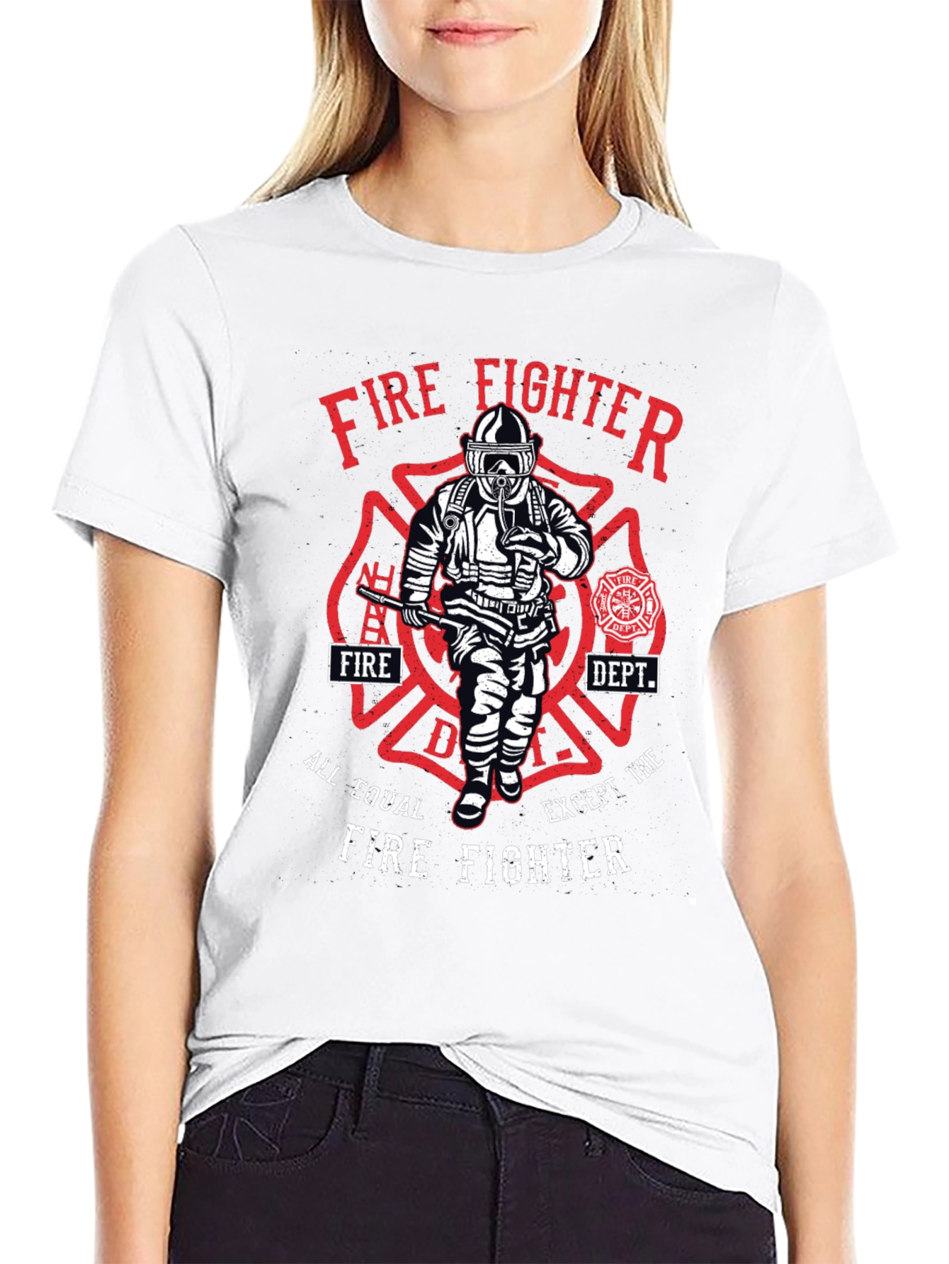 Black Firefighter Graphic T-Shirt - All Equal Except view 9
