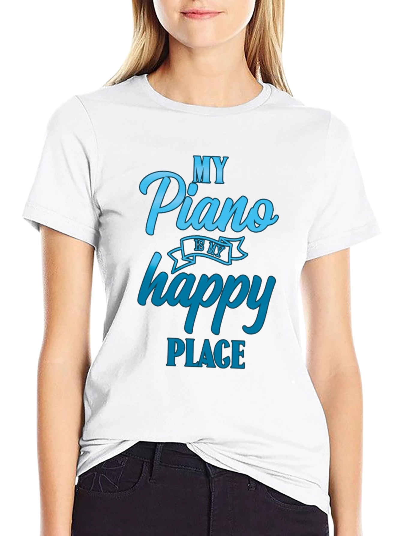 Black My Piano is My Happy Place T-Shirt view 9